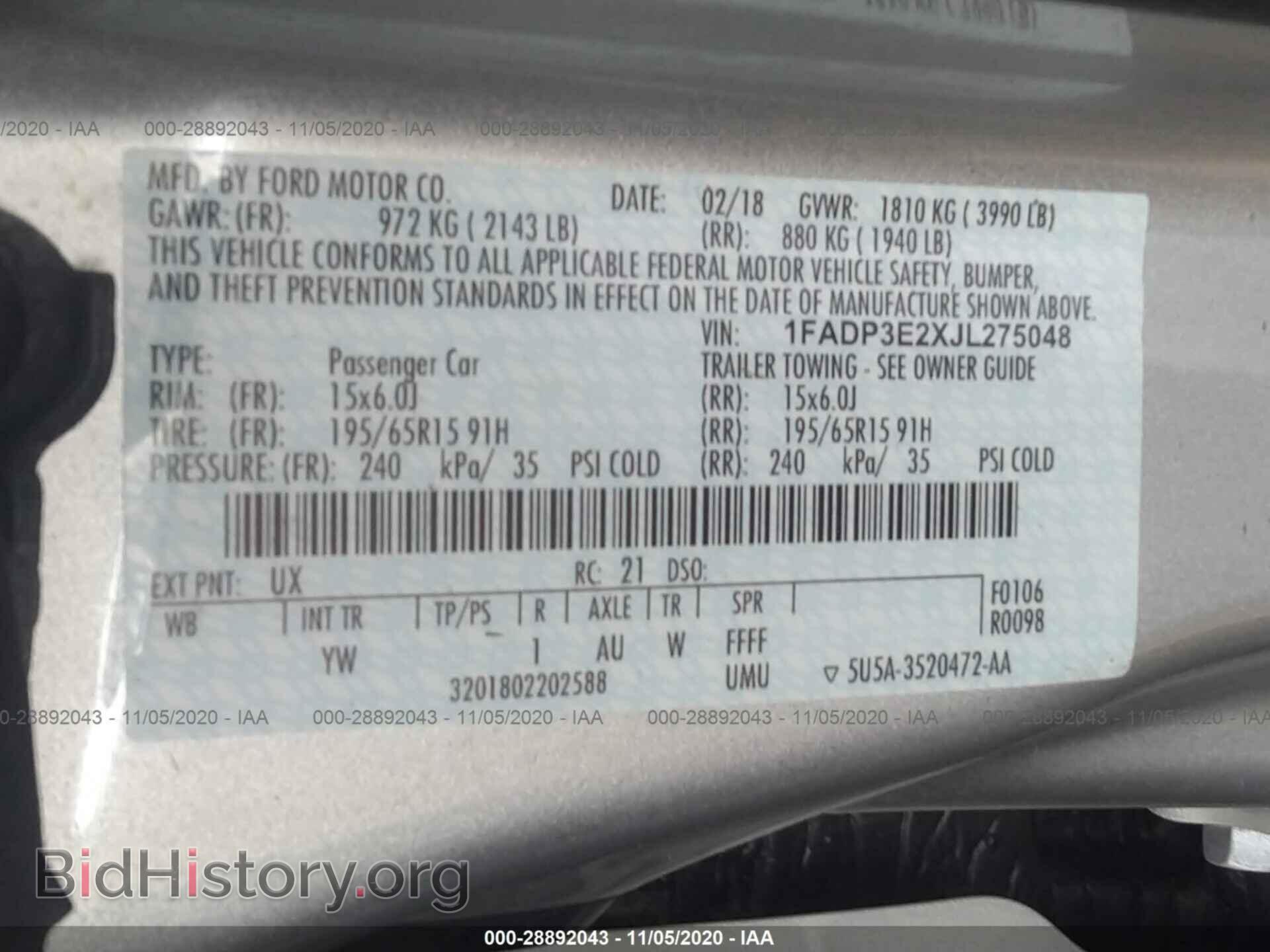 2018 FORD FOCUS - VIN: 1FADP3E2XJL275048 - Фото 9