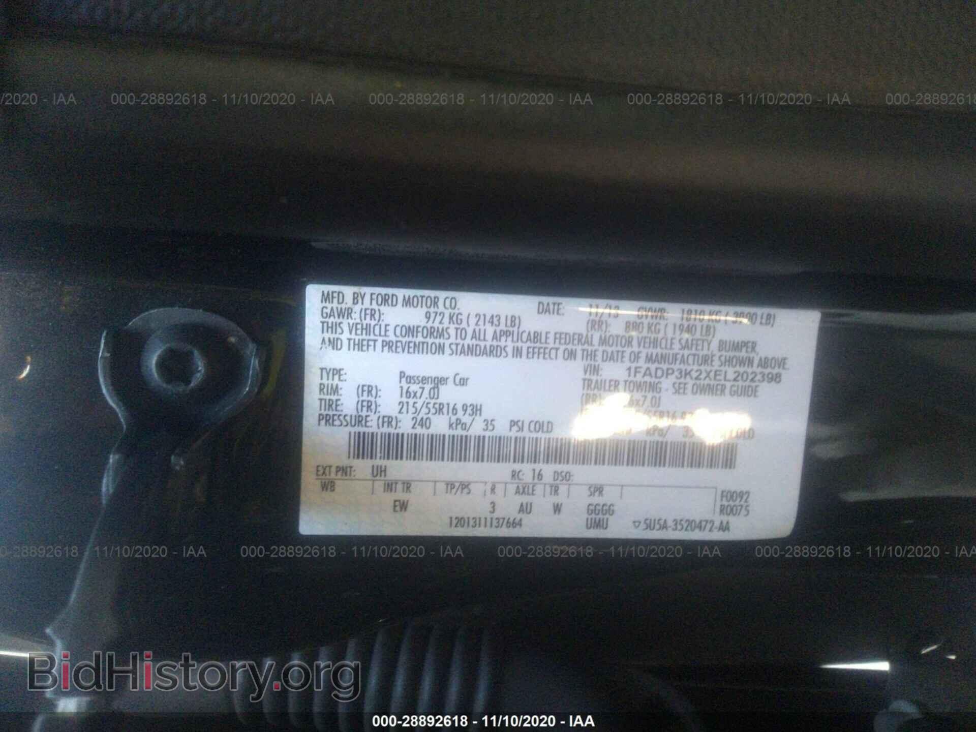 2014 FORD FOCUS - VIN: 1FADP3K2XEL202398 - Фото 9