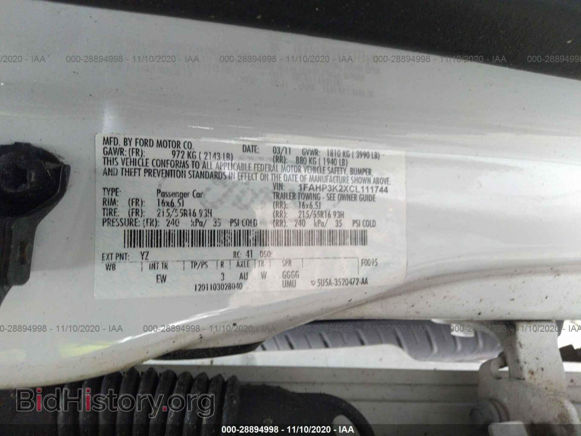 2012 FORD FOCUS - VIN: 1FAHP3K2XCL111744 - Фото 9