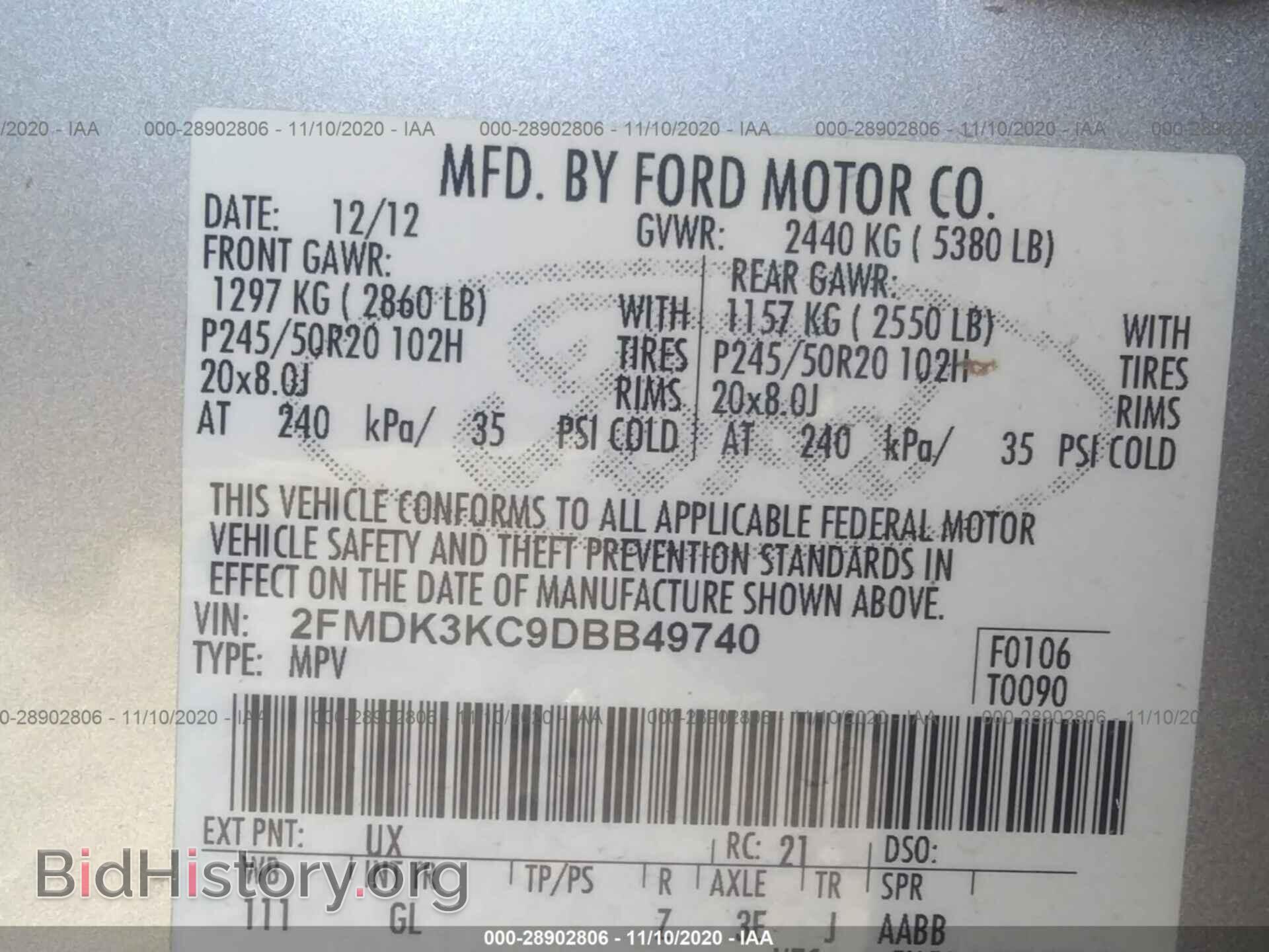 2013 FORD EDGE - VIN: 2FMDK3KC9DBB49740 - Photo 9