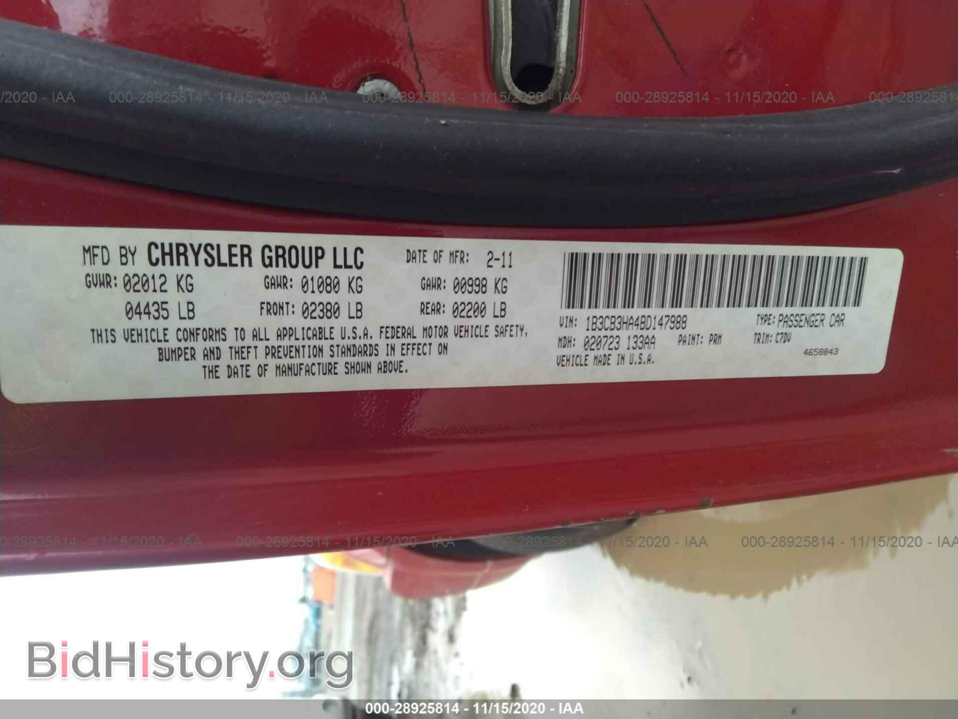 2011 DODGE CALIBER - VIN: 1B3CB3HA4BD147988 - Фото 9