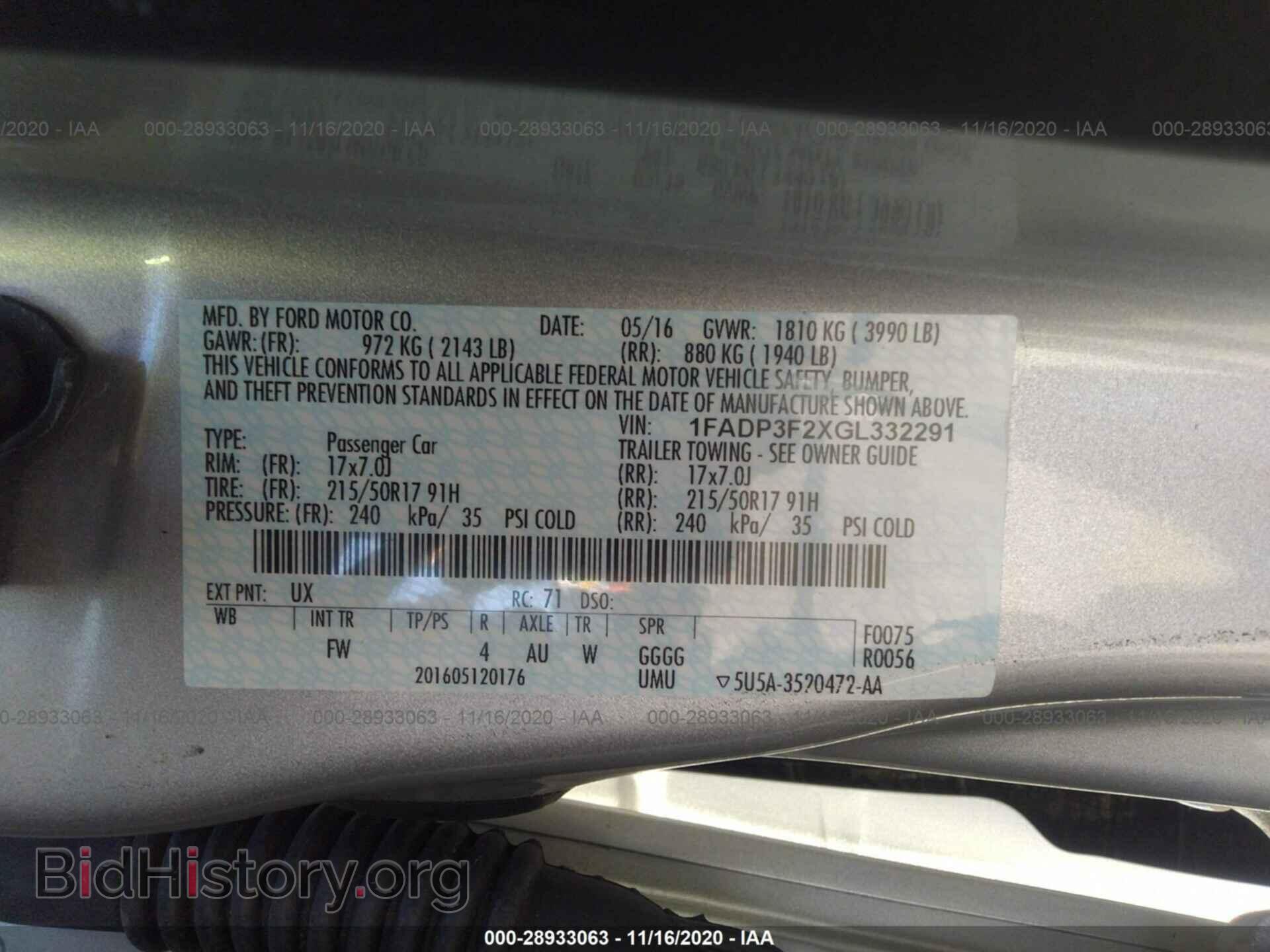 2016 FORD FOCUS - VIN: 1FADP3F2XGL332291 - Фото 9