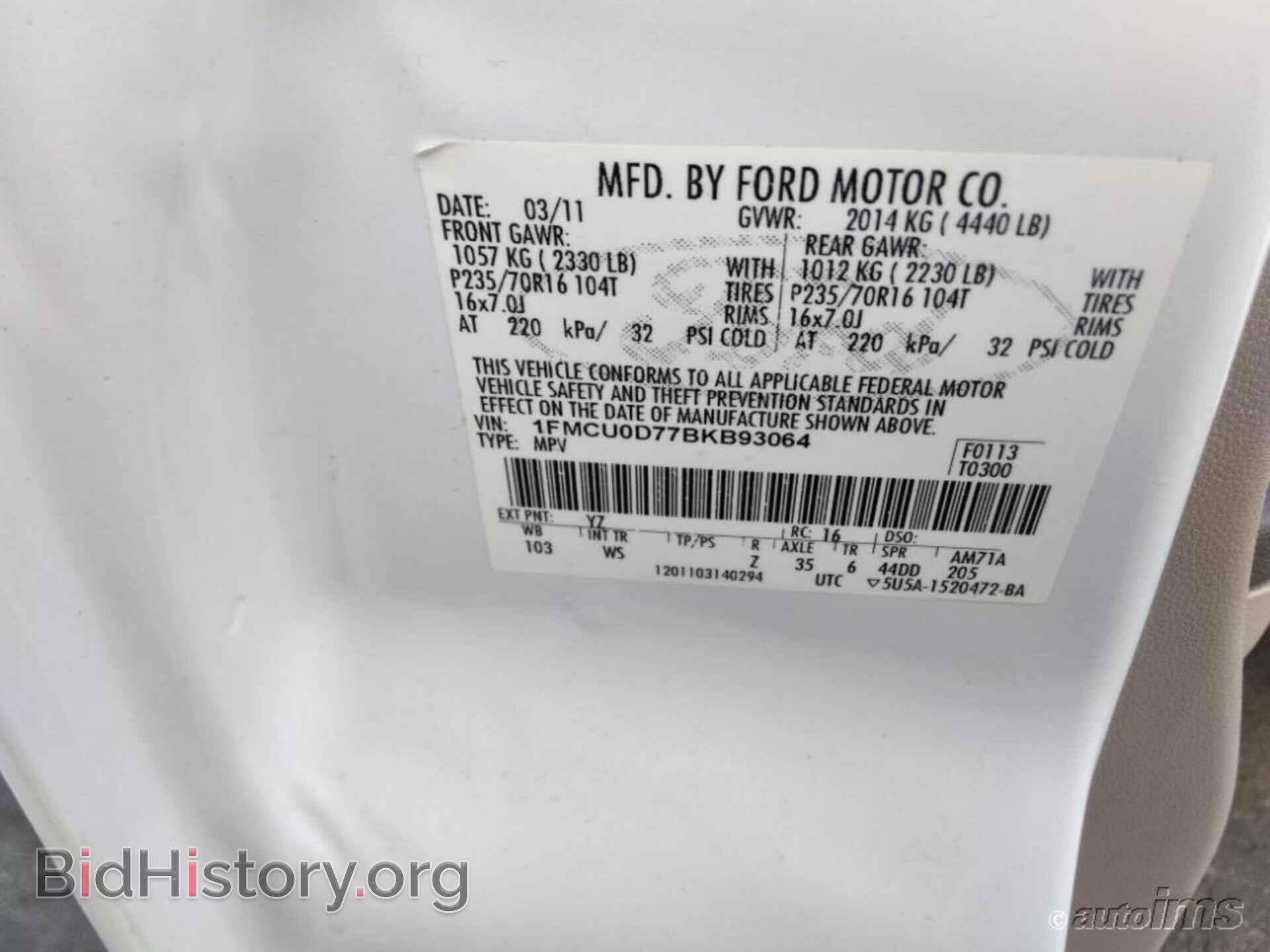 2011 FORD ESCAPE - VIN: 1FMCU0D77BKB93064 - Photo 6