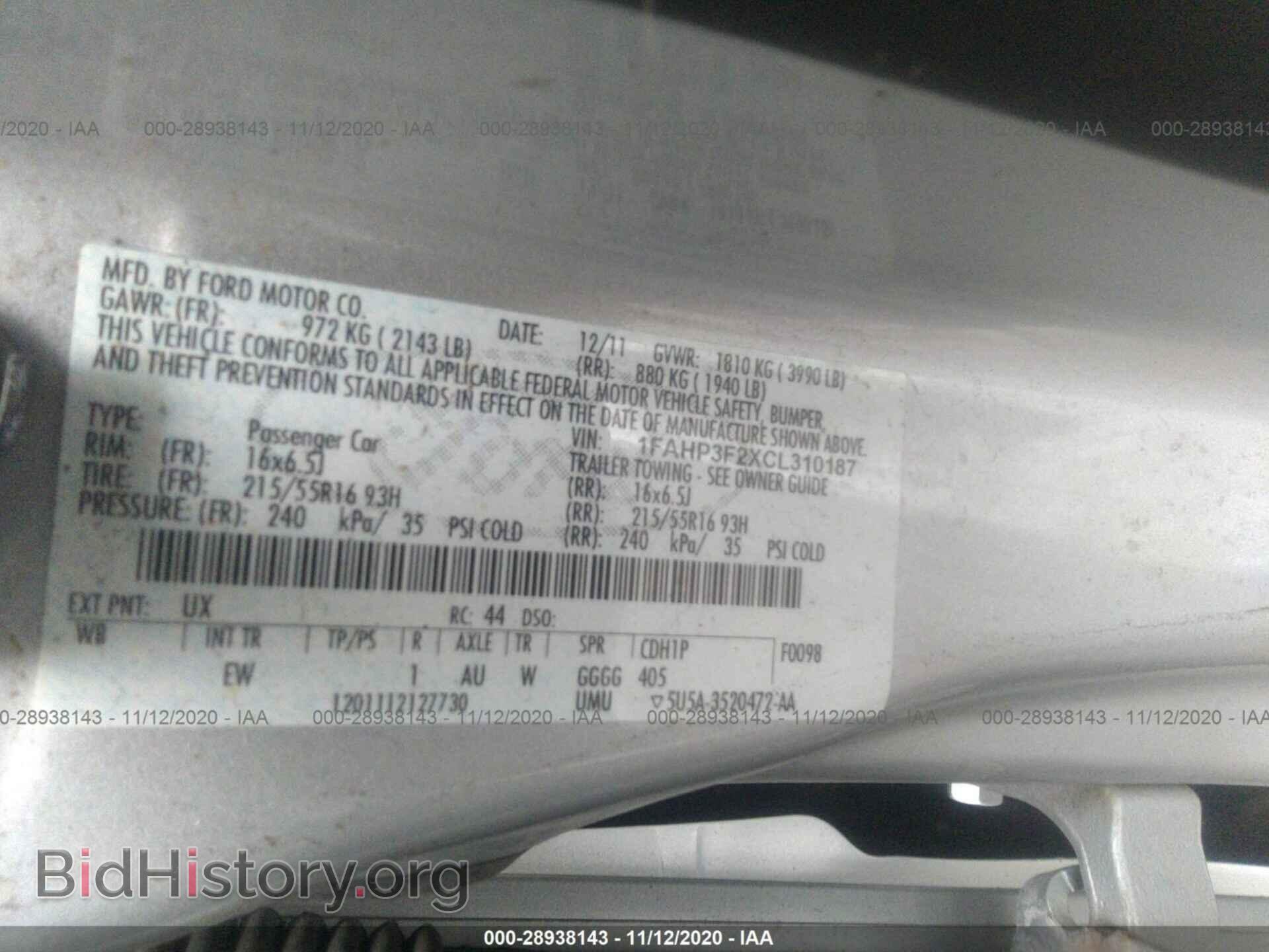 2012 FORD FOCUS - VIN: 1FAHP3F2XCL310187 - Photo 9