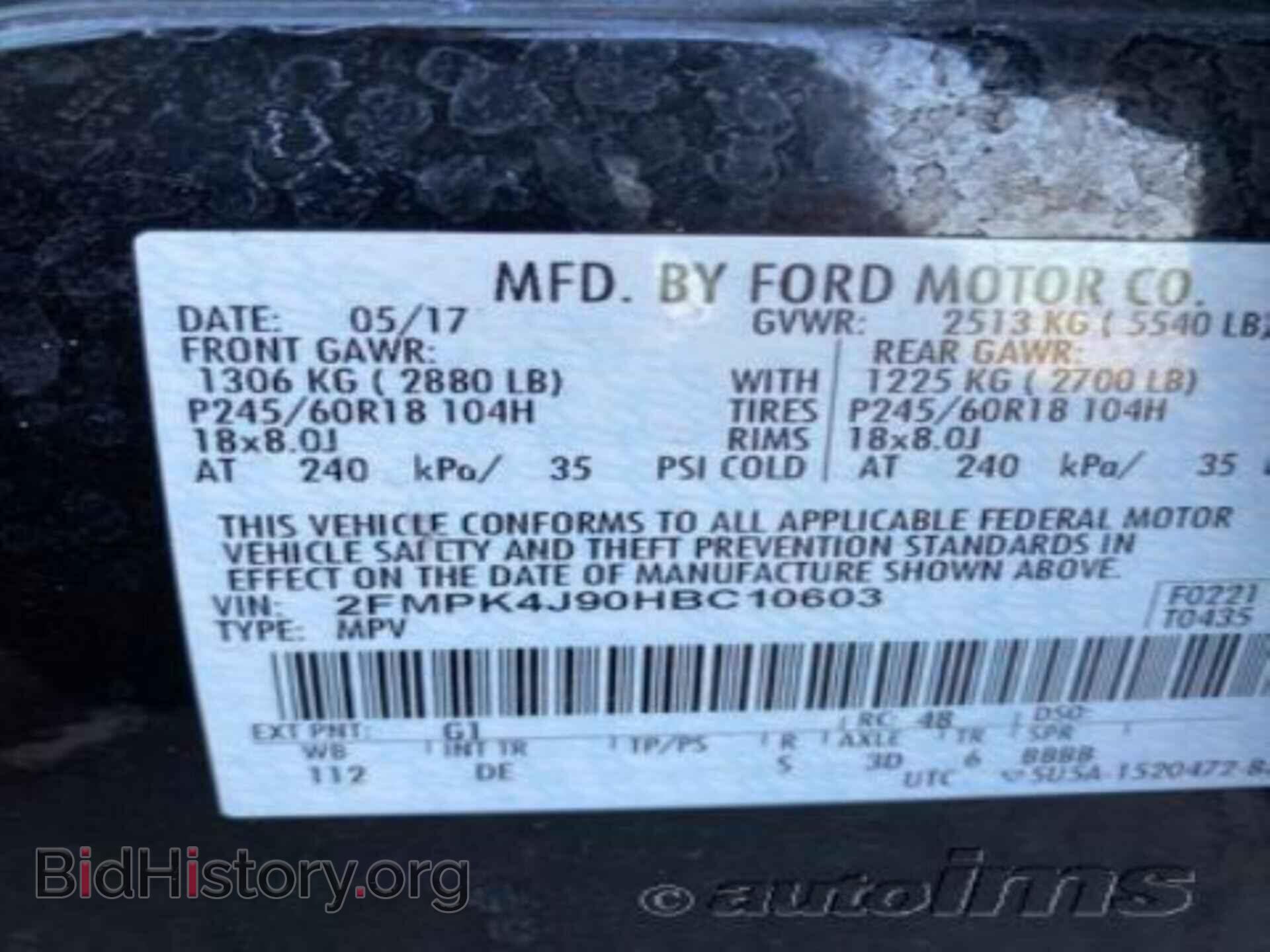2017 FORD EDGE - VIN: 2FMPK4J90HBC10603 - Фото 4