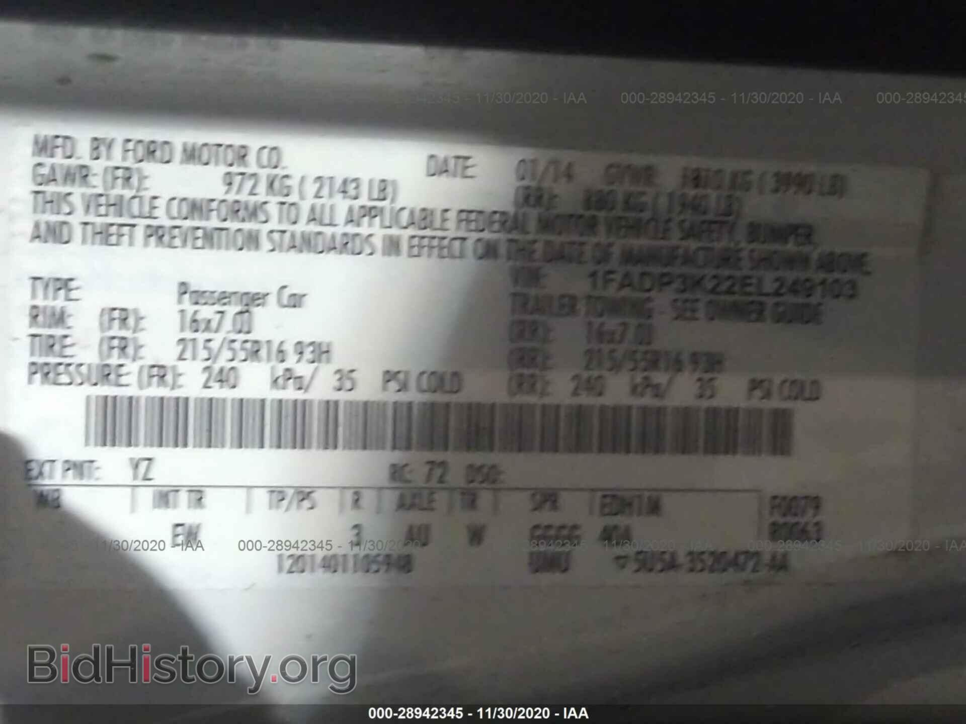 2014 FORD FOCUS - VIN: 1FADP3K22EL249103 - Фото 9