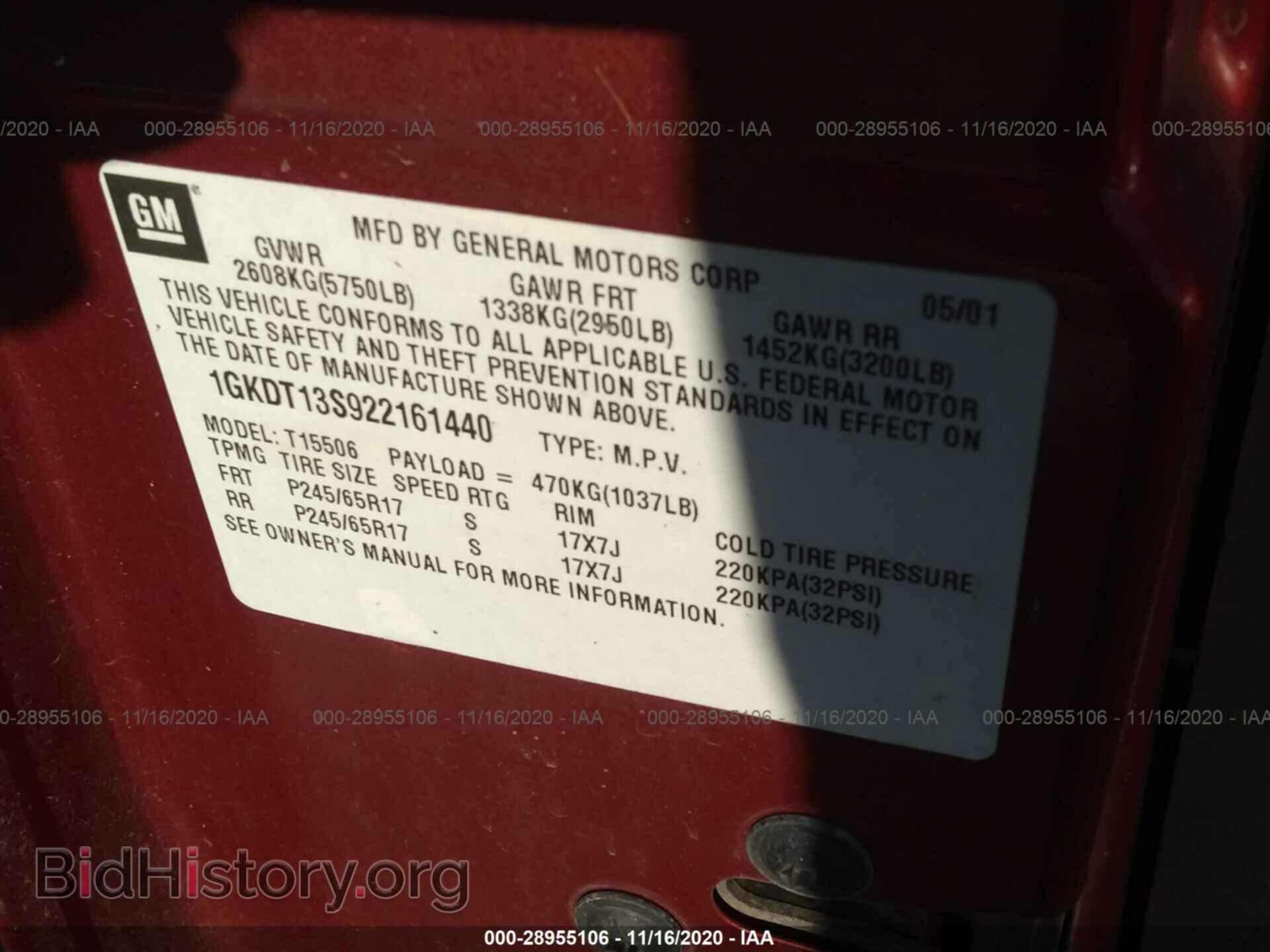 2002 GMC ENVOY - VIN: 1GKDT13S922161440 - Фото 9