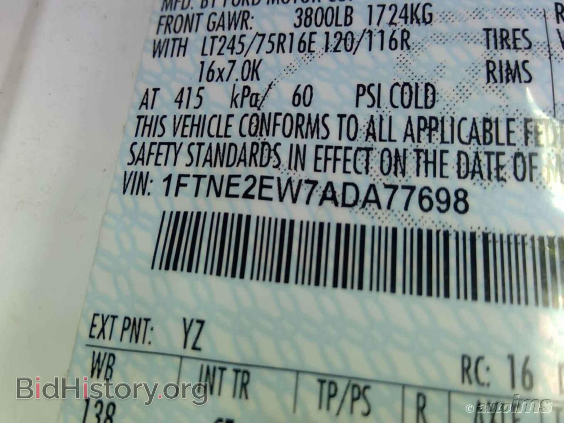 2010 FORD ECONOLINE CARGO VAN - VIN: 1FTNE2EW7ADA77698 - Фото 6