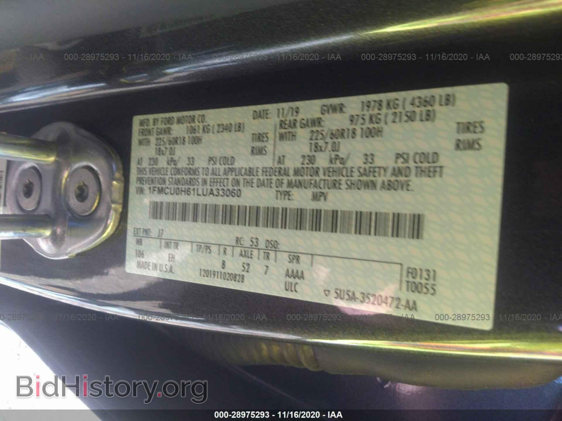 2020 FORD ESCAPE - VIN: 1FMCU0H61LUA33060 - Photo 9