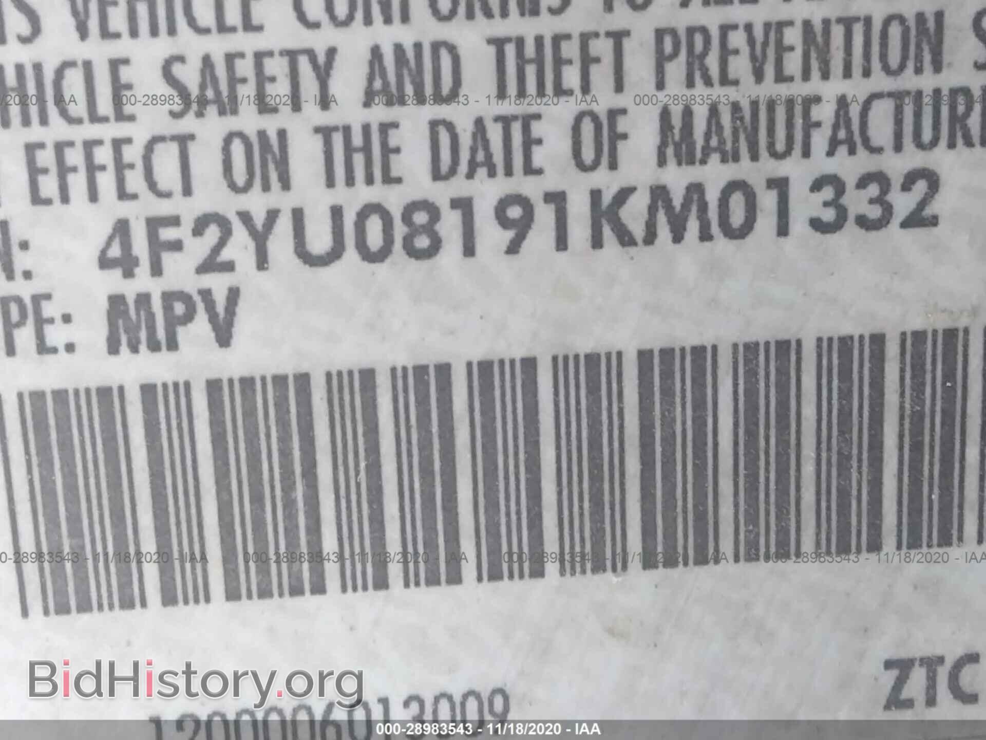2001 MAZDA TRIBUTE - VIN: 4F2YU08191KM01332 - Фото 9