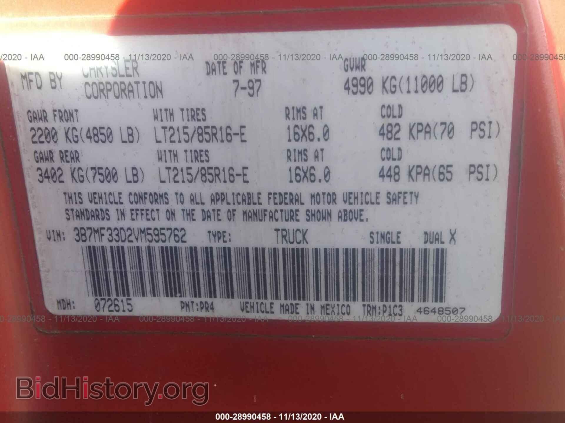 1997 DODGE RAM 3500 - VIN: 3B7MF33D2VM595762 - Photo 9
