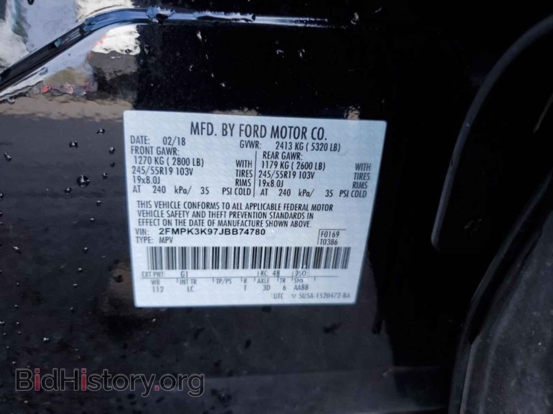Photo 2FMPK3K97JBB74780 - FORD EDGE 2018