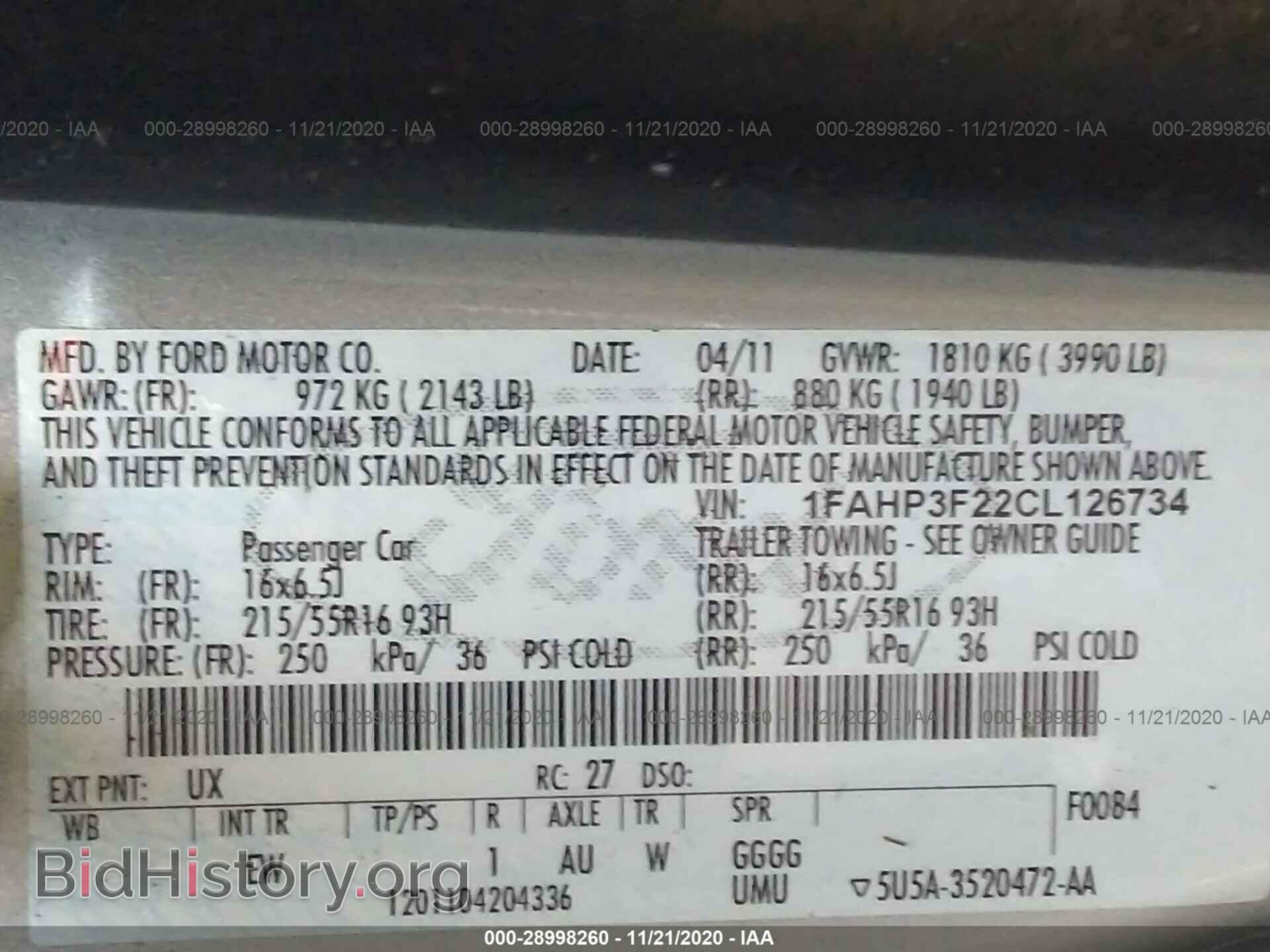 2012 FORD FOCUS - VIN: 1FAHP3F22CL126734 - Фото 9