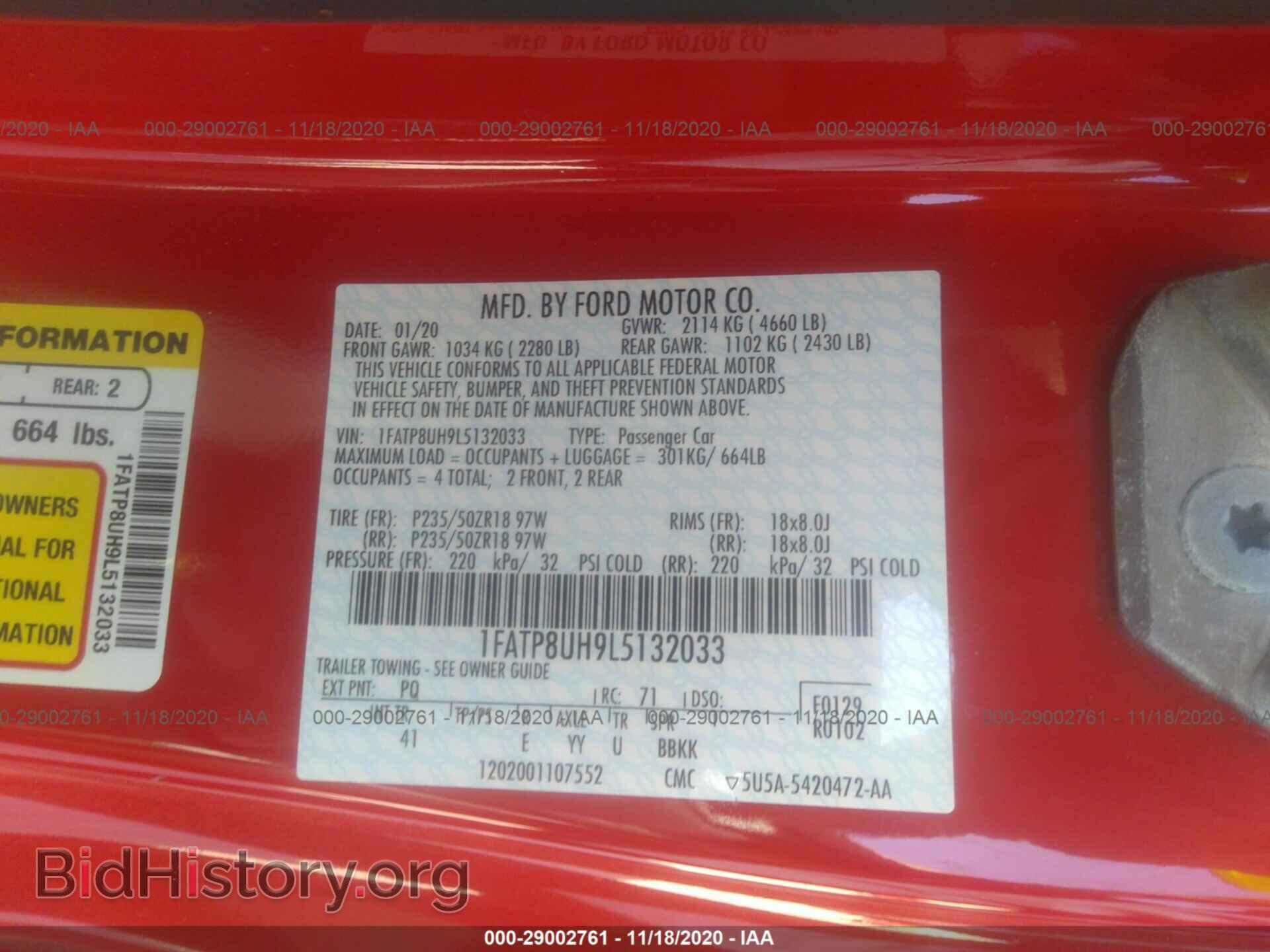 2020 FORD MUSTANG - VIN: 1FATP8UH9L5132033 - Фото 9