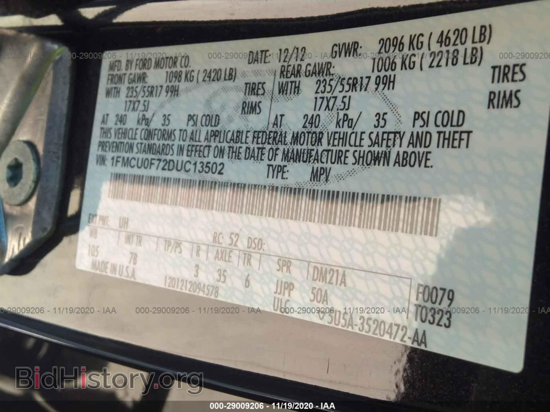 2013 FORD ESCAPE - VIN: 1FMCU0F72DUC13502 - Photo 9