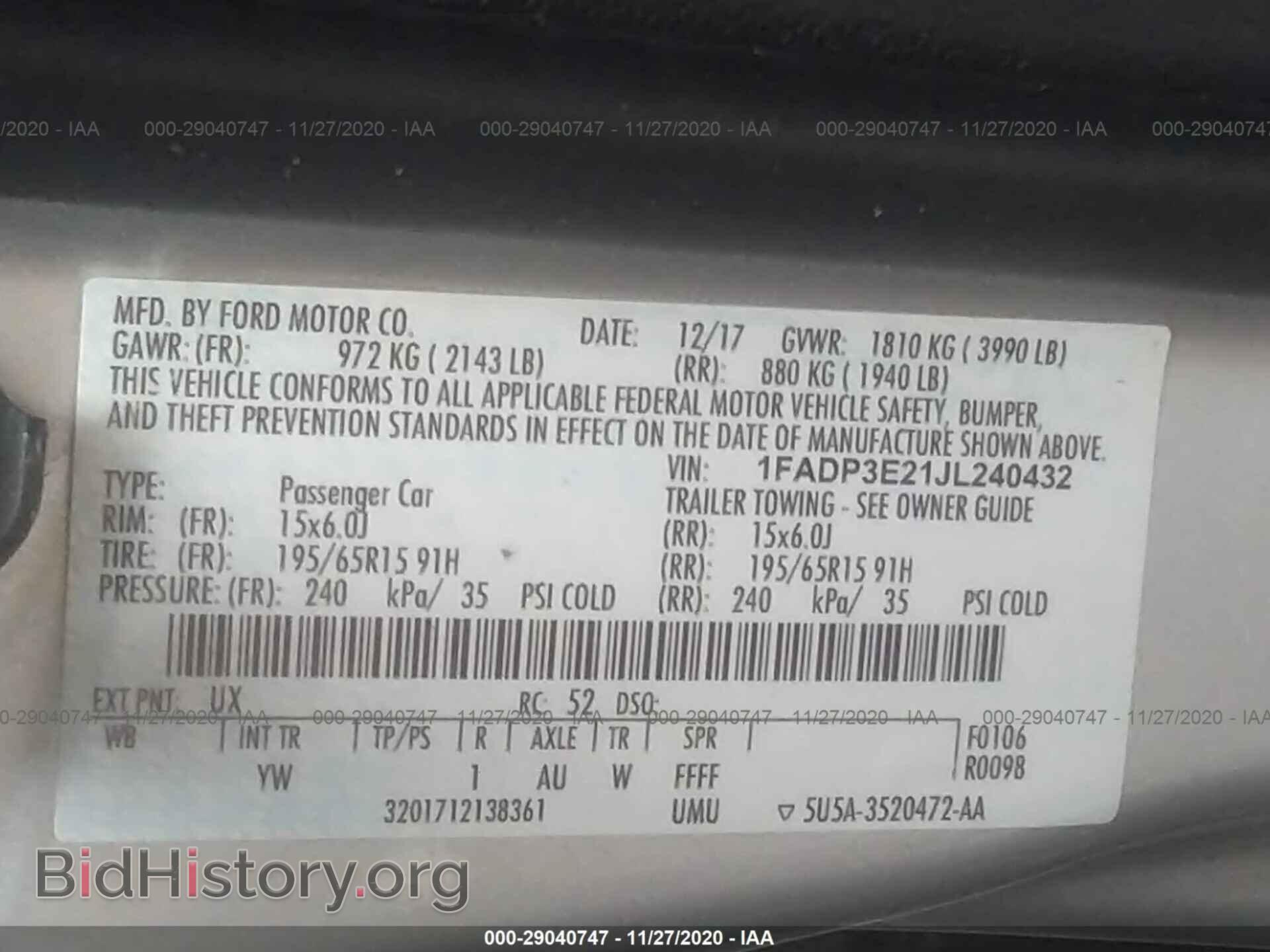 2018 FORD FOCUS - VIN: 1FADP3E21JL240432 - Фото 9