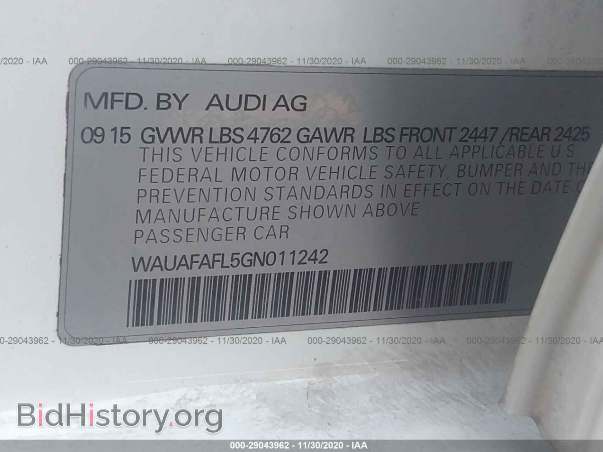 2016 AUDI A4 - VIN: WAUAFAFL5GN011242 - Фото 9