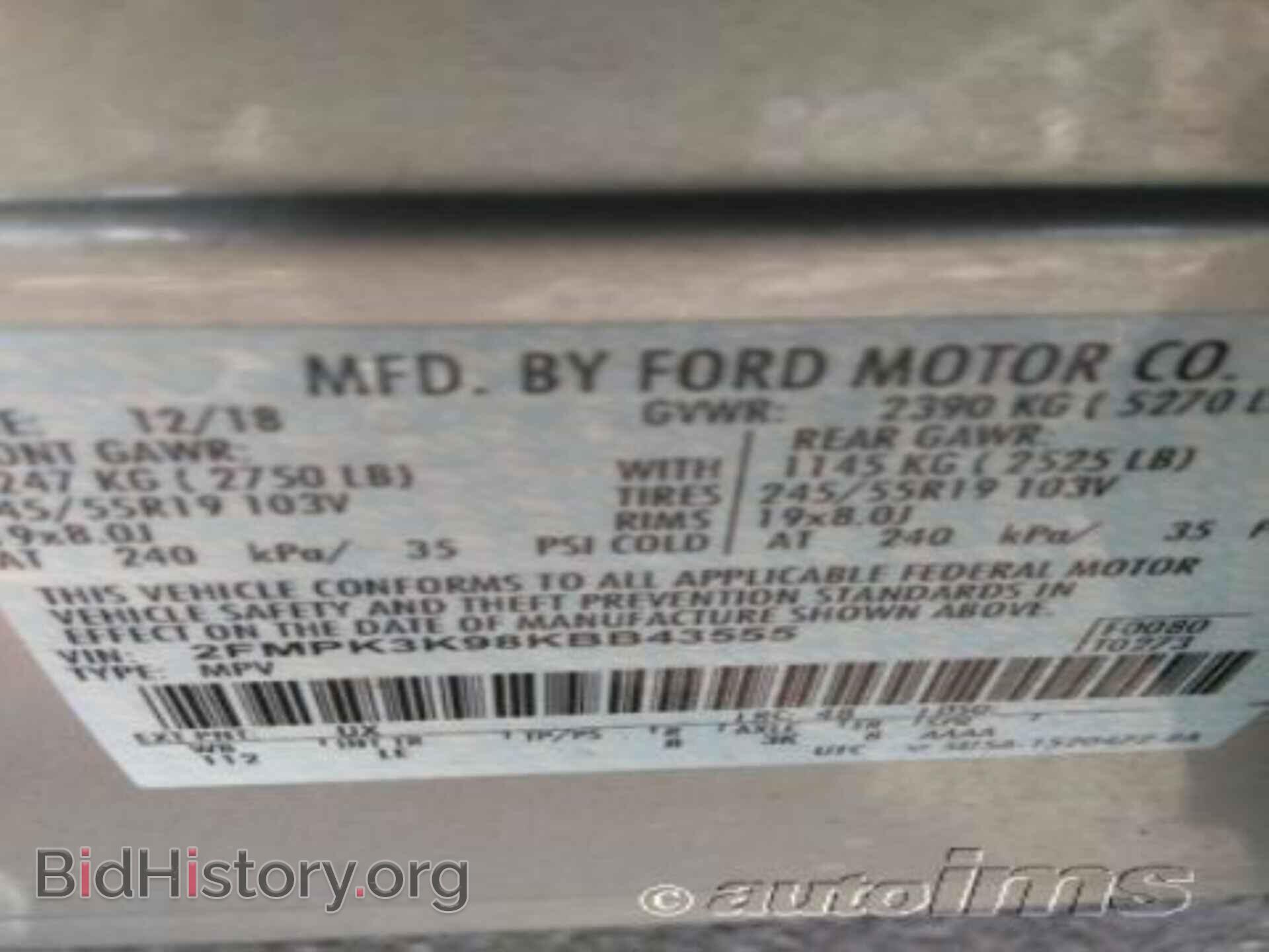 2019 FORD EDGE - VIN: 2FMPK3K98KBB43555 - Photo 4