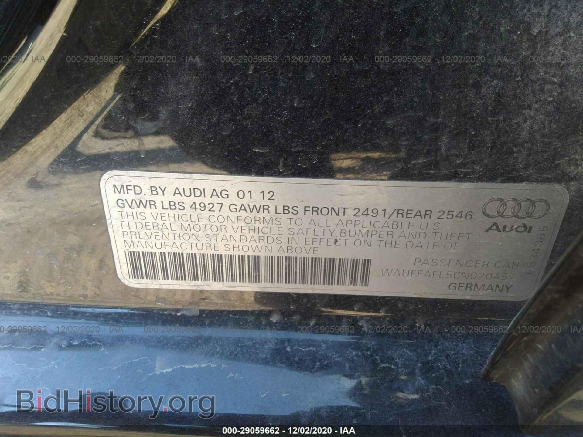 2012 AUDI A4 - VIN: WAUFFAFL5CN020457 - Фото 9