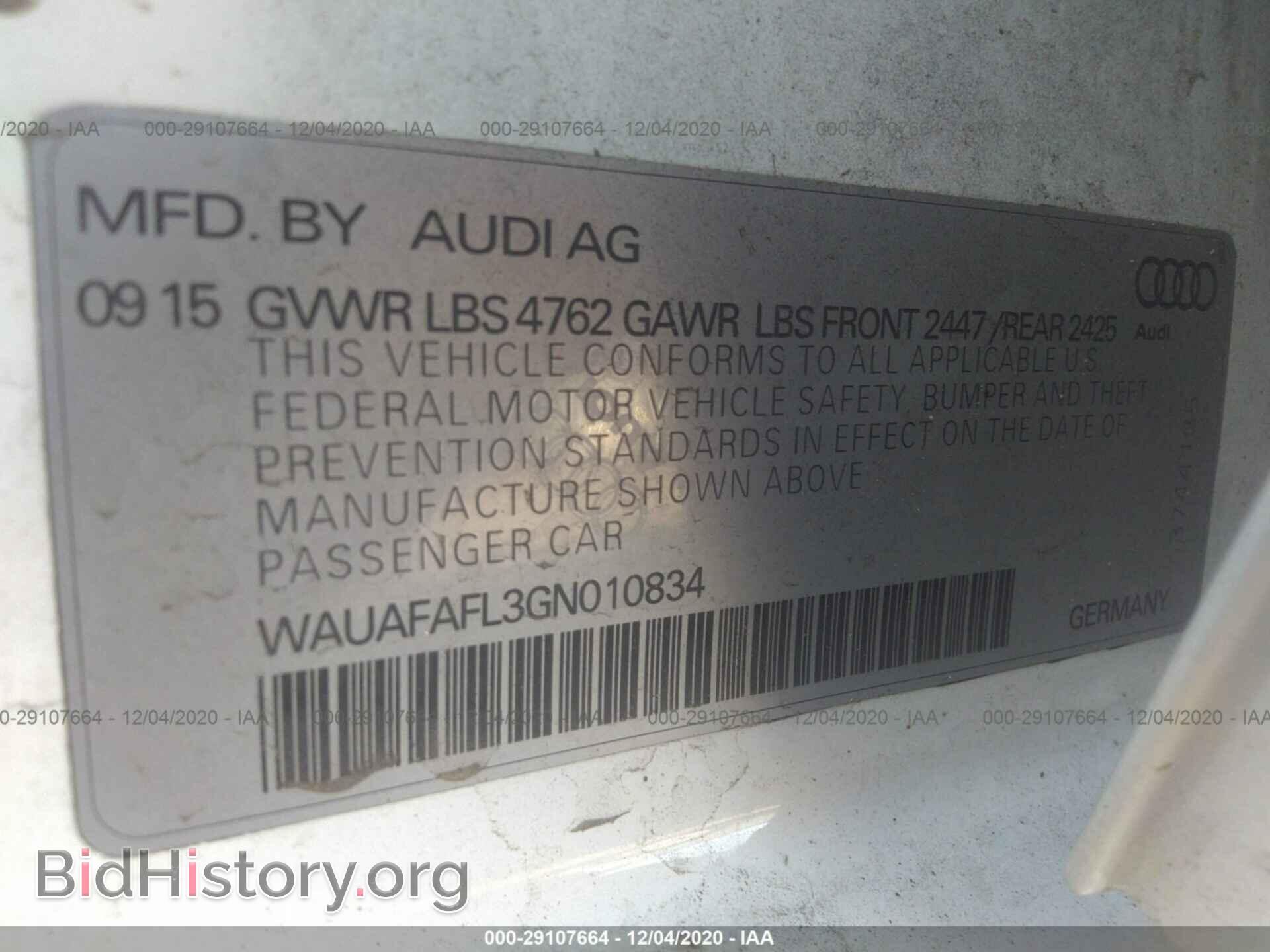 2016 AUDI A4 - VIN: WAUAFAFL3GN010834 - Фото 9