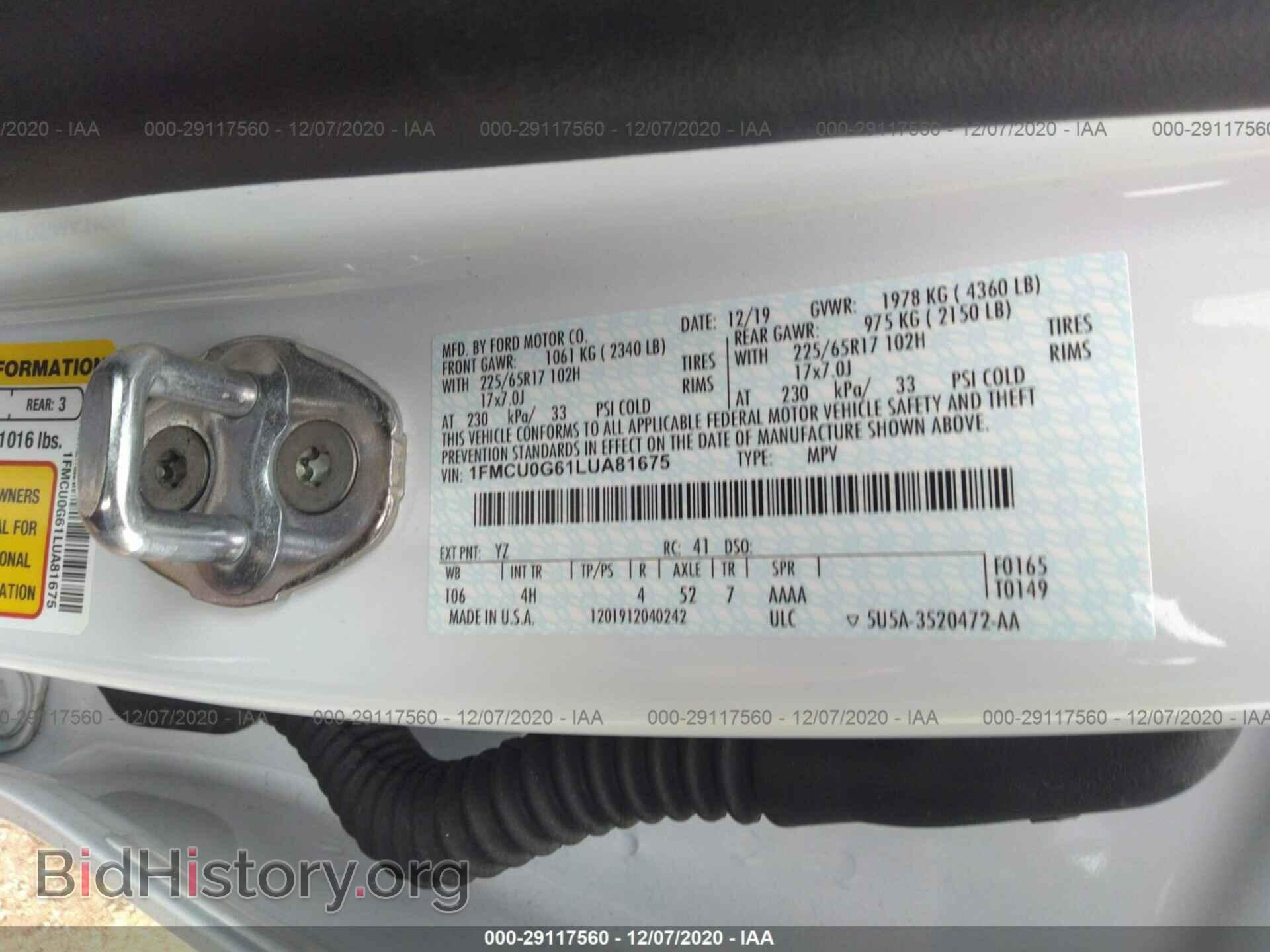 2020 FORD ESCAPE - VIN: 1FMCU0G61LUA81675 - Photo 9