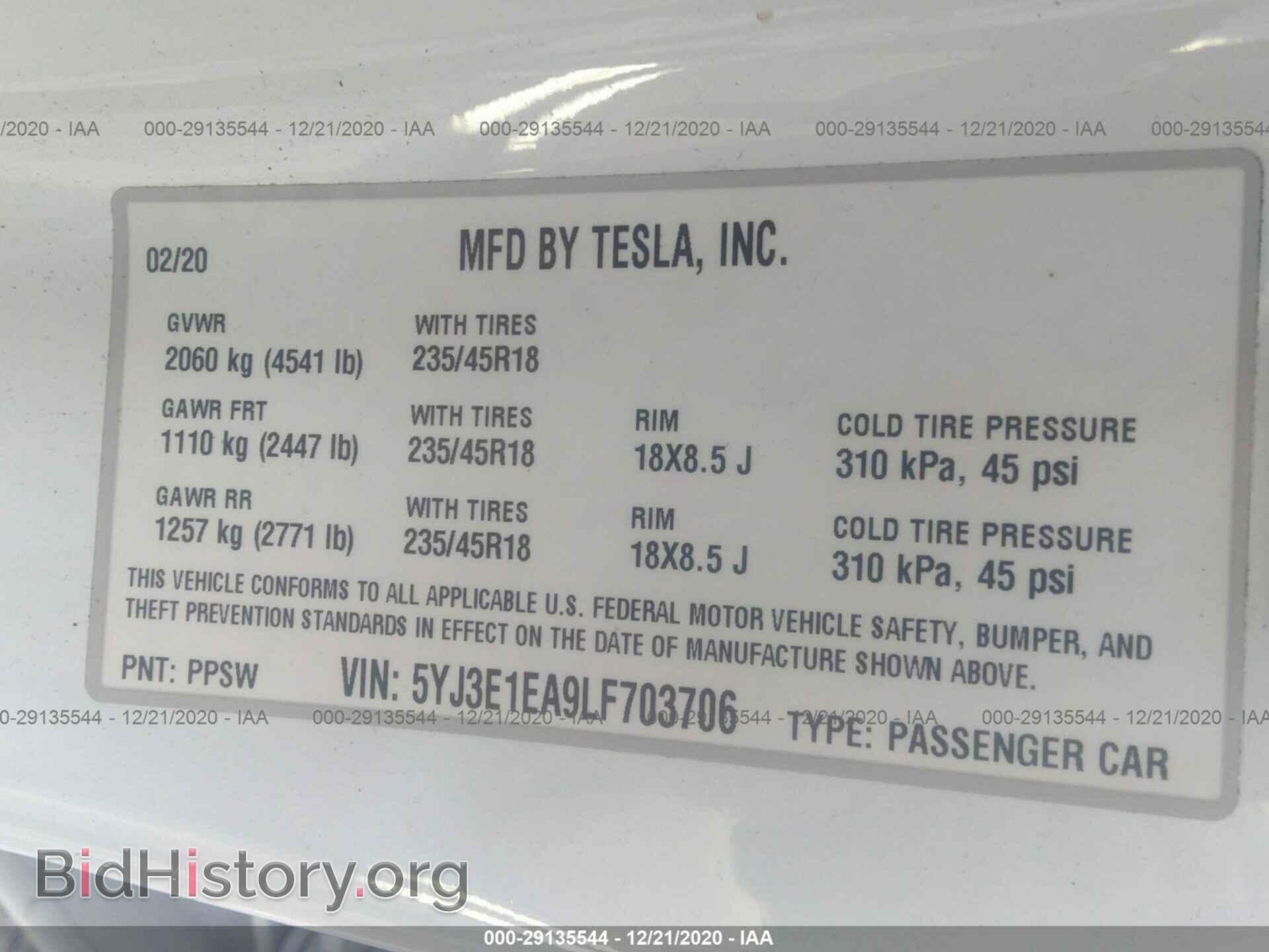 2020 TESLA MODEL 3 - VIN: 5YJ3E1EA9LF703706 - Photo 9
