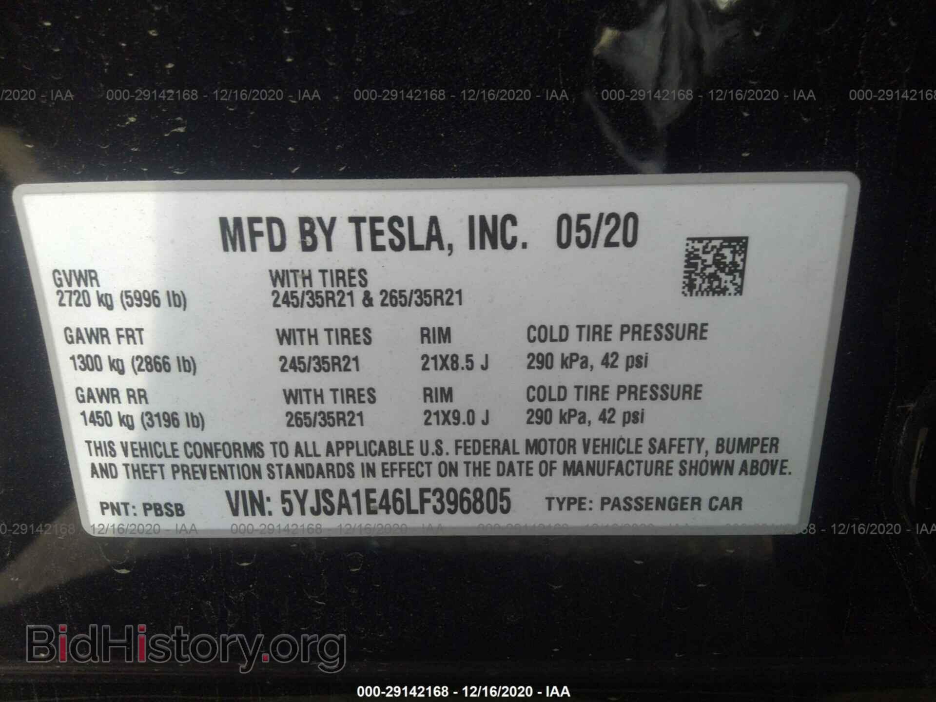 2020 TESLA MODEL S - VIN: 5YJSA1E46LF396805 - Фото 9