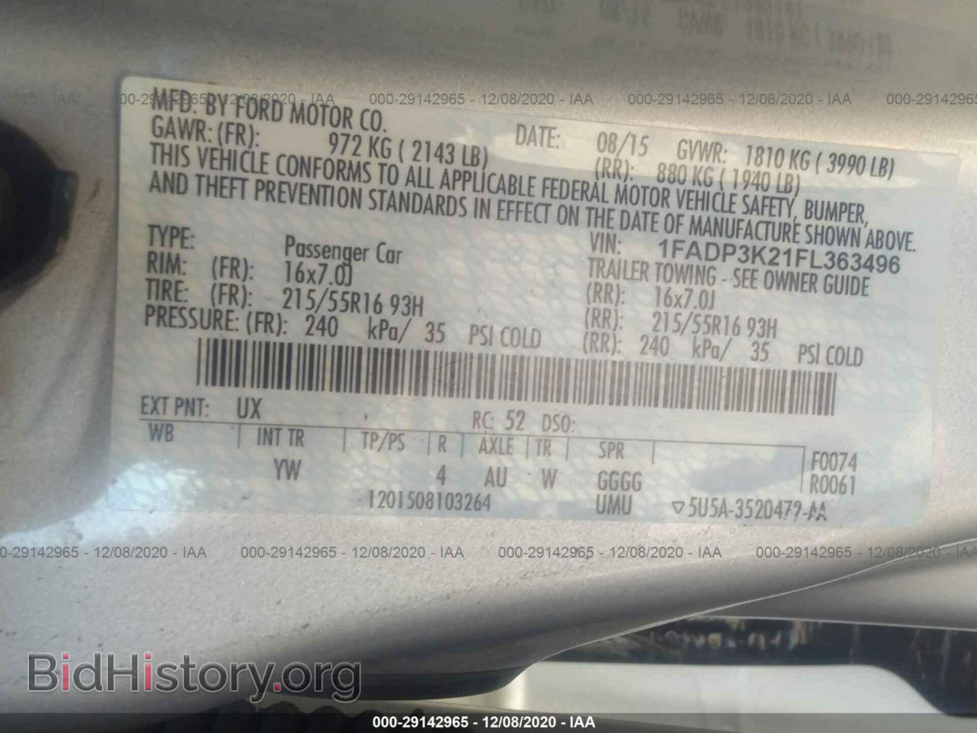 2015 FORD FOCUS - VIN: 1FADP3K21FL363496 - Фото 9