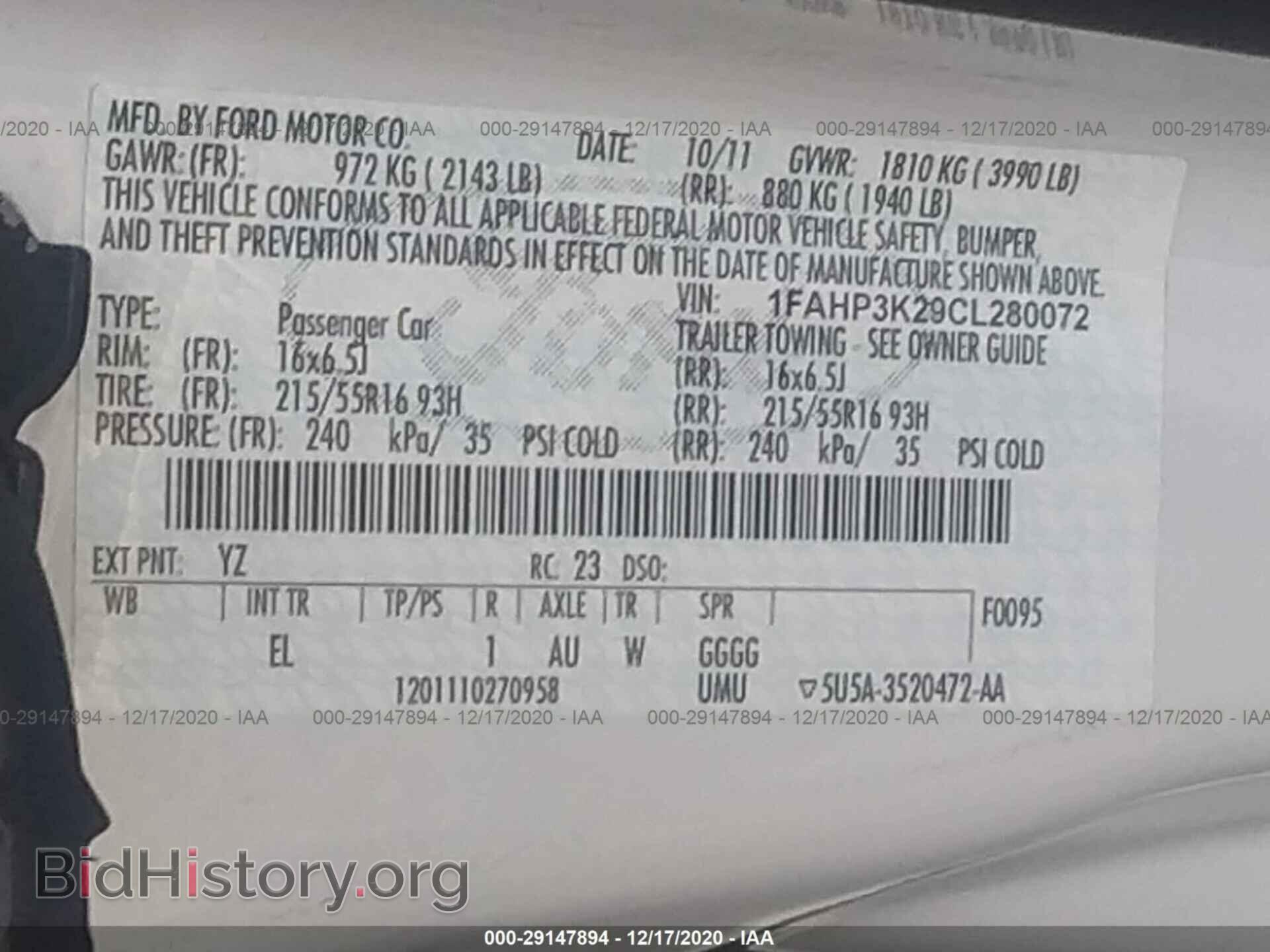 2012 FORD FOCUS - VIN: 1FAHP3K29CL280072 - Photo 9