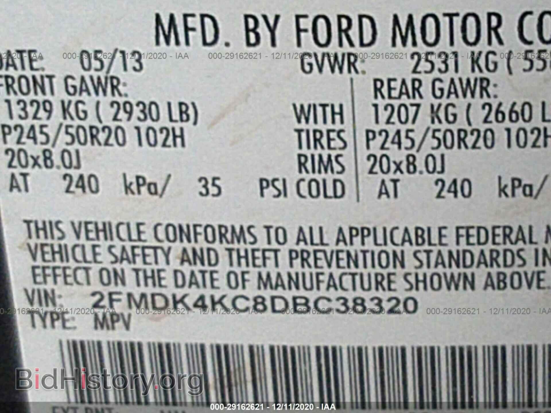 2013 FORD EDGE - VIN: 2FMDK4KC8DBC38320 - Фото 9