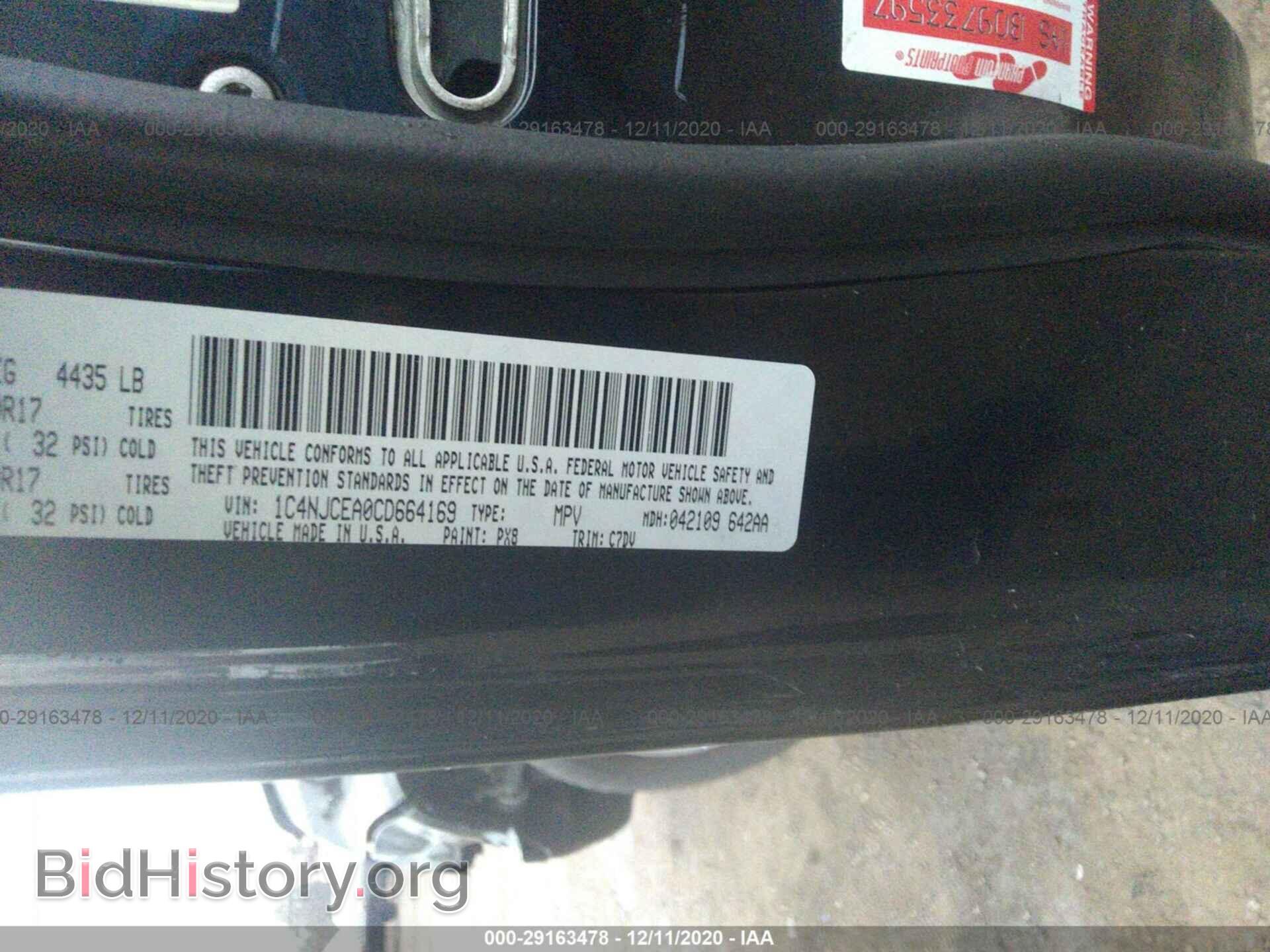 2012 JEEP COMPASS - VIN: 1C4NJCEA0CD664169 - Фото 9