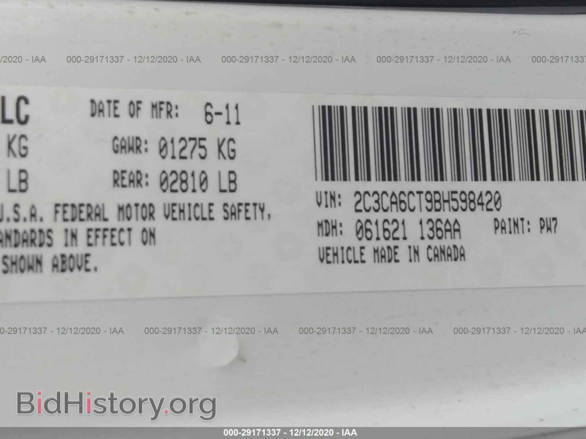 2011 CHRYSLER 300 - VIN: 2C3CA6CT9BH598420 - Фото 9