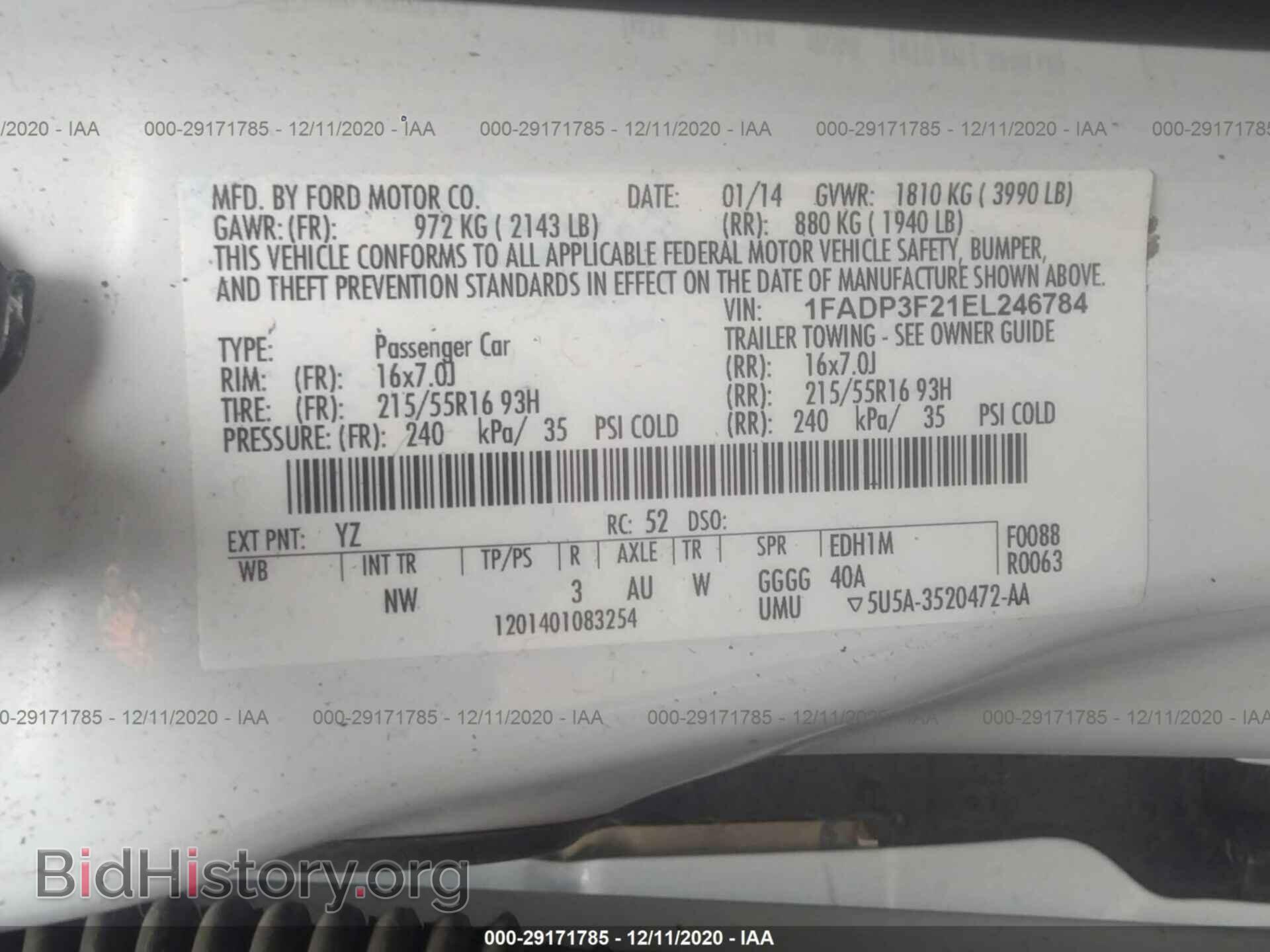 2014 FORD FOCUS - VIN: 1FADP3F21EL246784 - Фото 9