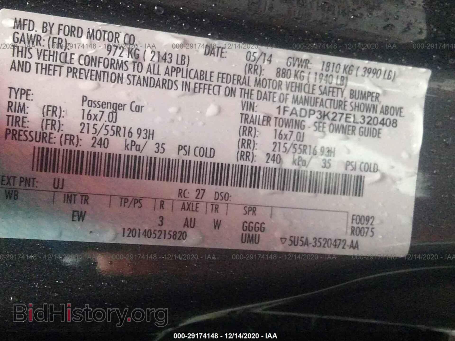 2014 FORD FOCUS - VIN: 1FADP3K27EL320408 - Photo 9