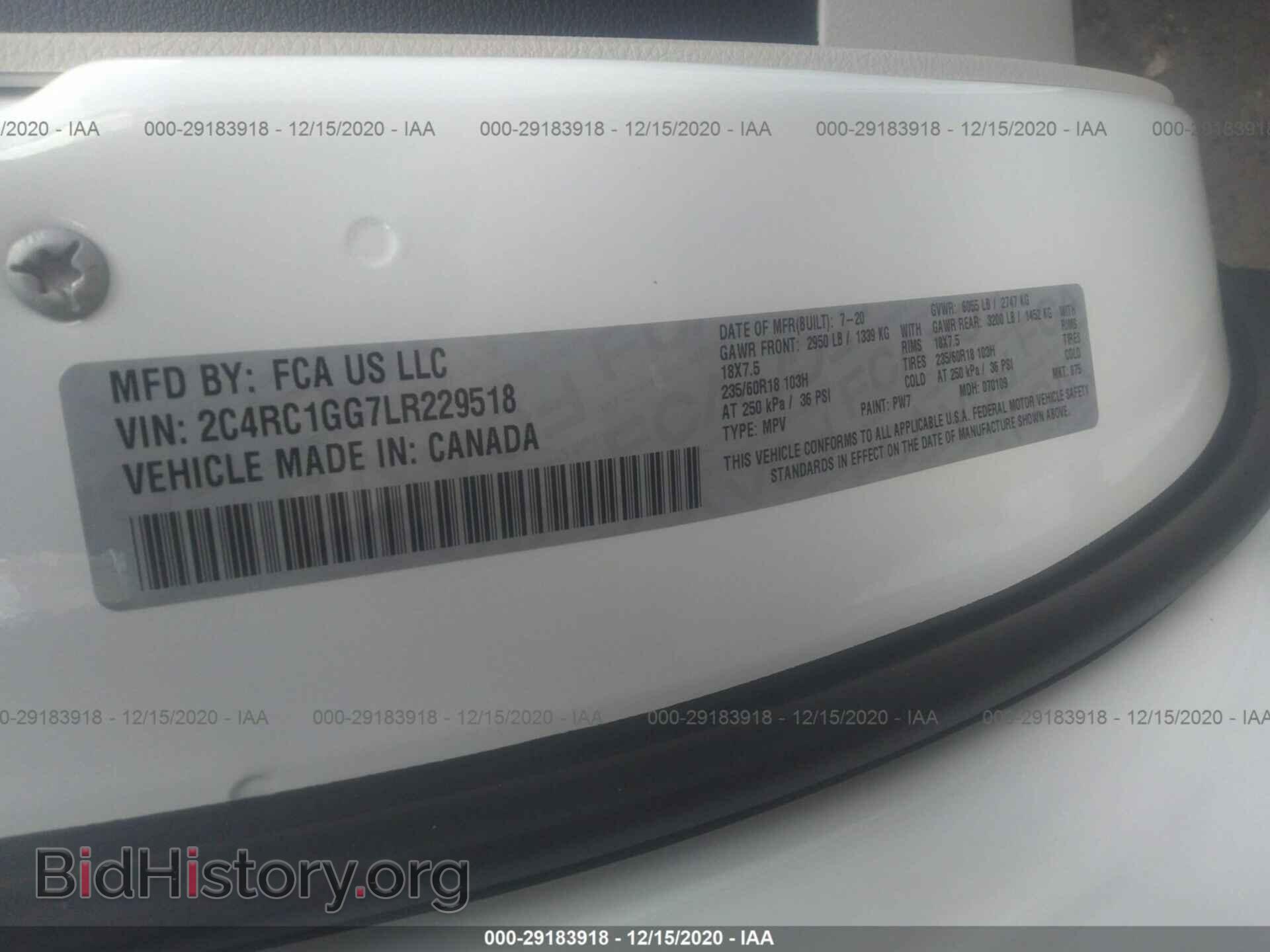 2020 CHRYSLER PACIFICA - VIN: 2C4RC1GG7LR229518 - Фото 9