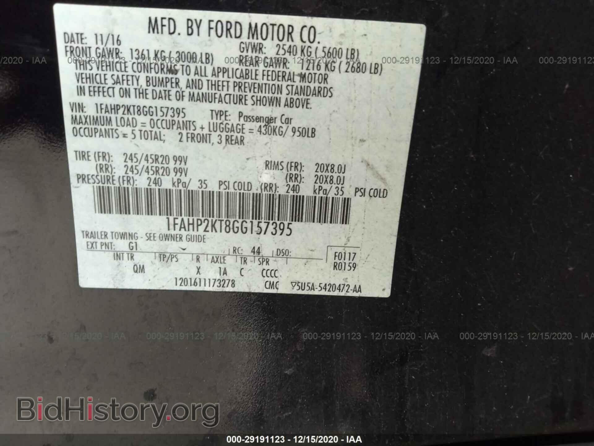 2016 FORD TAURUS - VIN: 1FAHP2KT8GG157395 - Фото 9