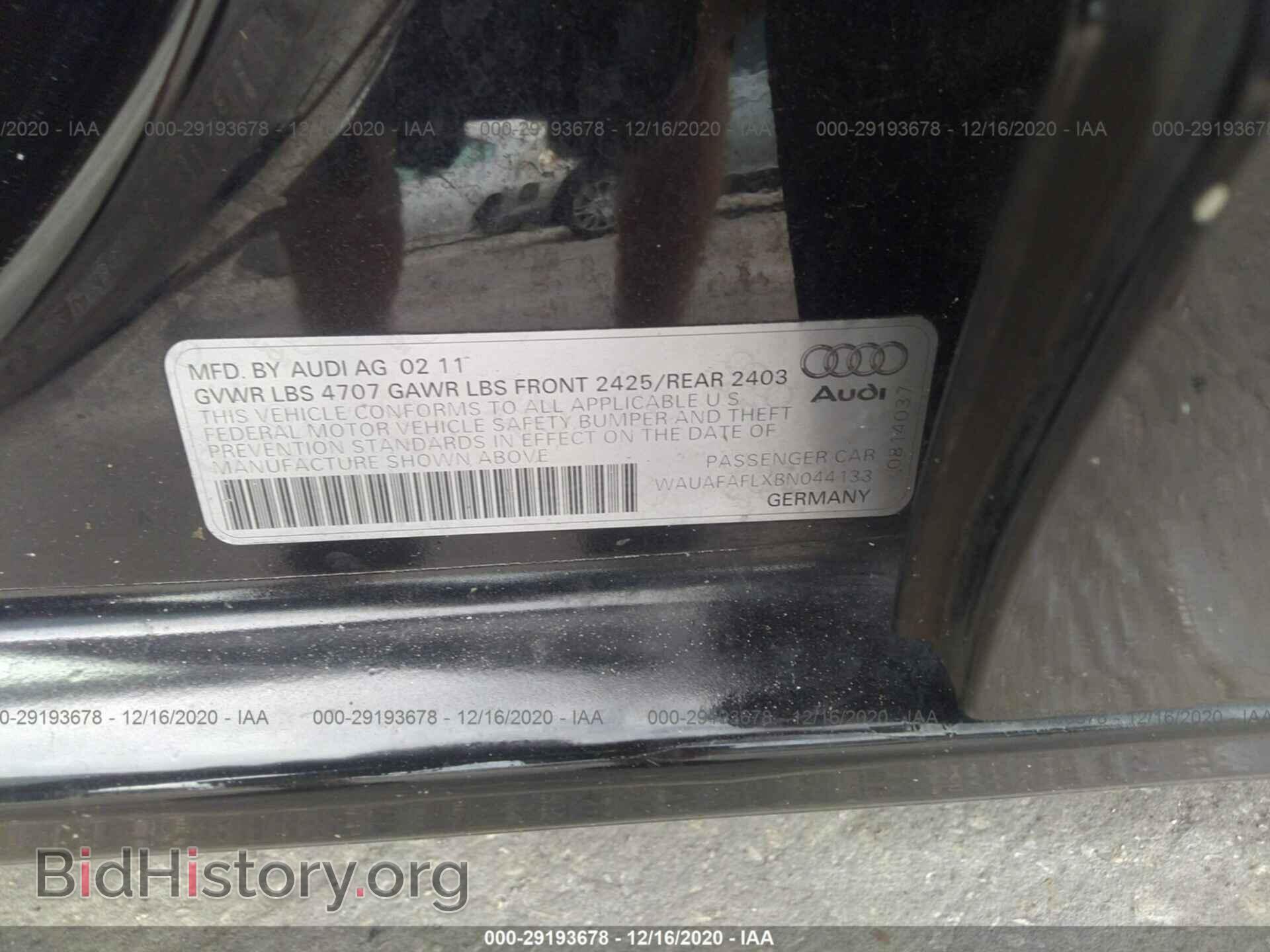2011 AUDI A4 - VIN: WAUAFAFLXBN044133 - Фото 9