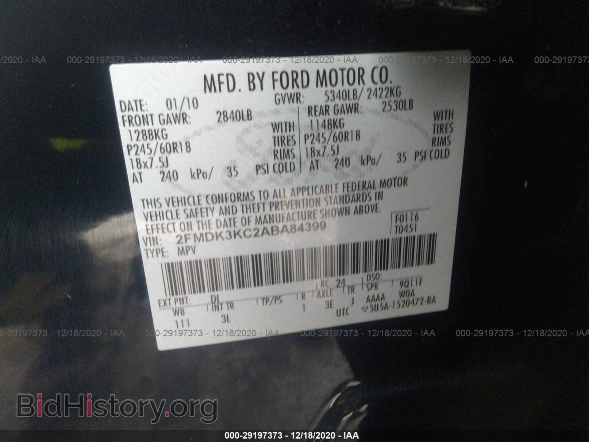 2010 FORD EDGE - VIN: 2FMDK3KC2ABA84399 - Photo 9