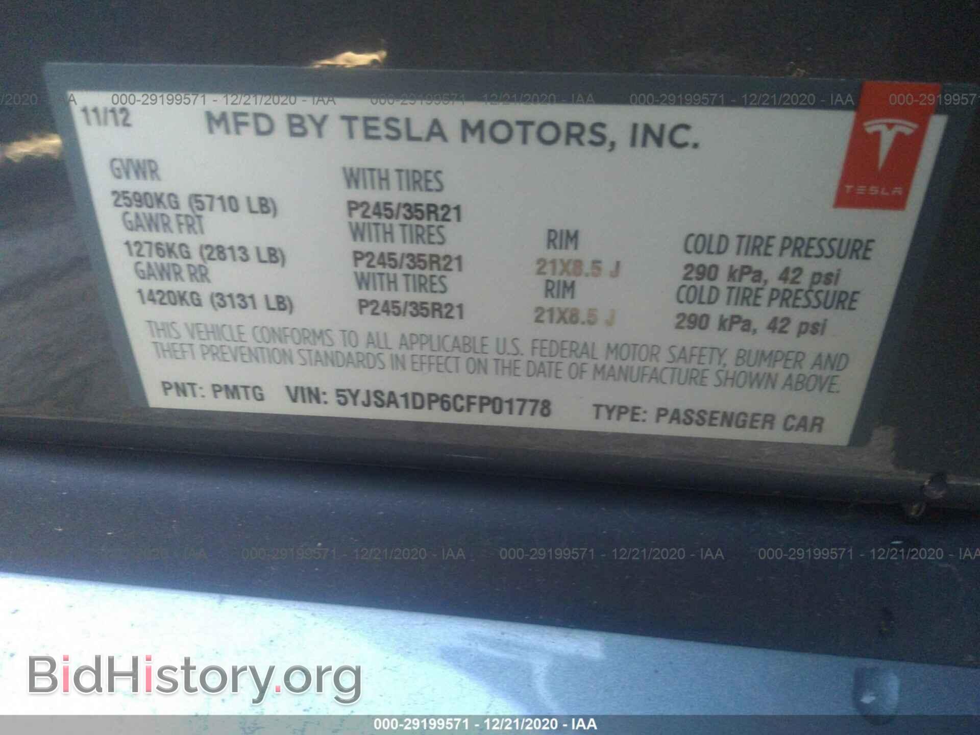 2012 TESLA MODEL S - VIN: 5YJSA1DP6CFP01778 - Photo 9