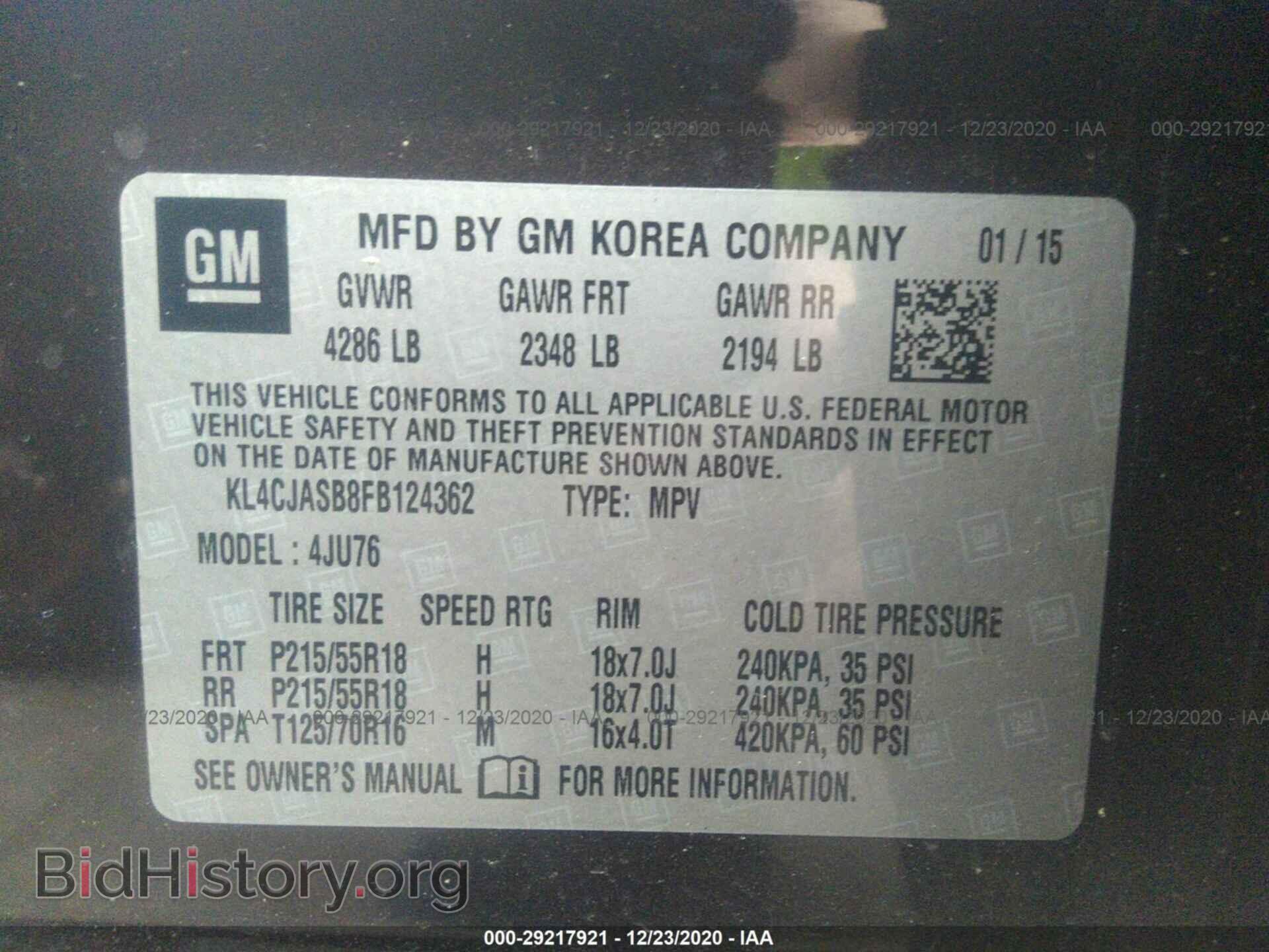 2015 BUICK ENCORE - VIN: KL4CJASB8FB124362 - Photo 9