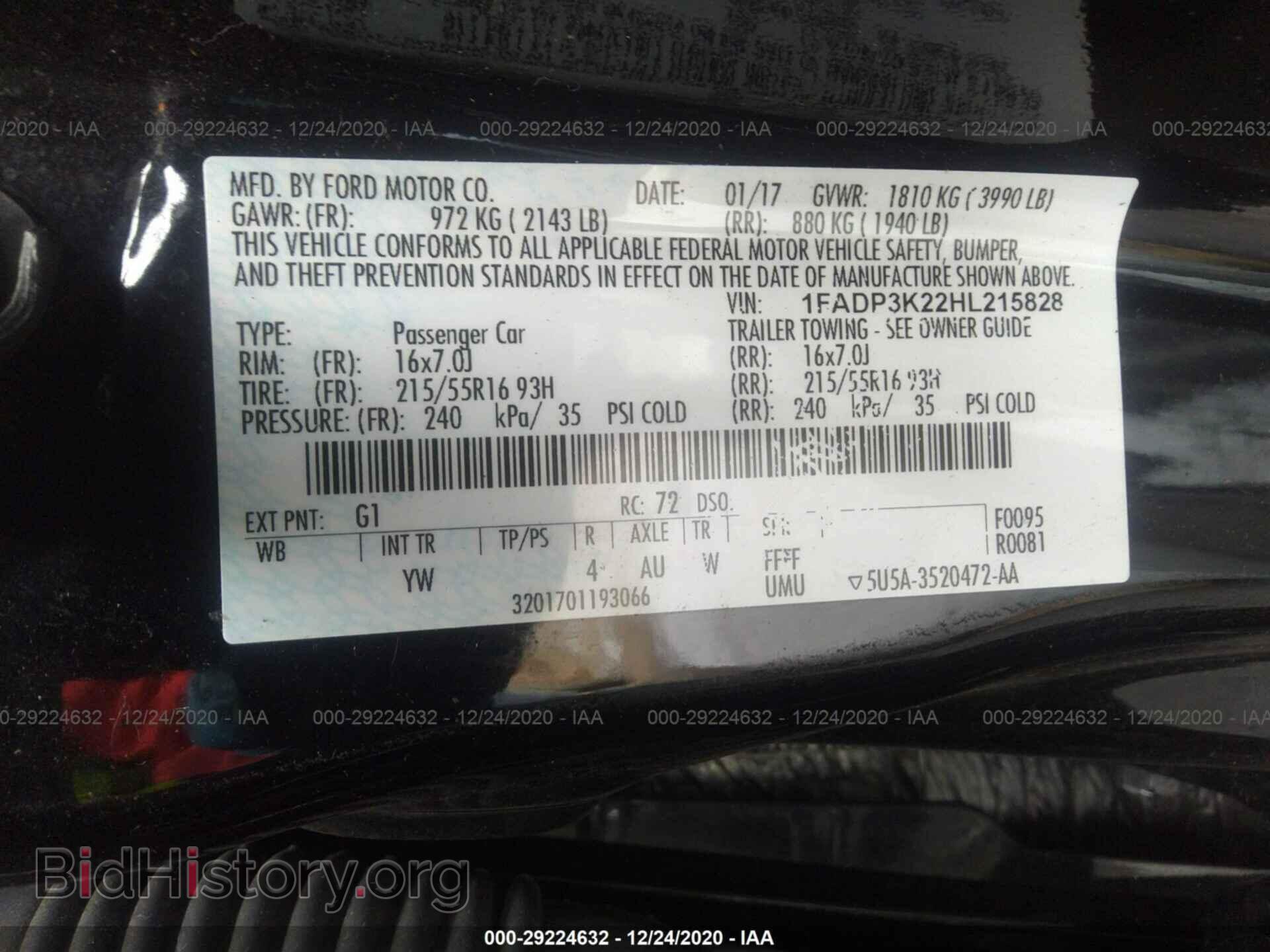 2017 FORD FOCUS - VIN: 1FADP3K22HL215828 - Фото 9
