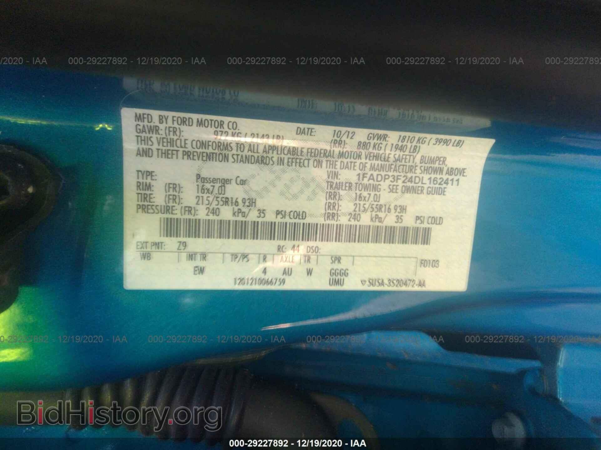 2013 FORD FOCUS - VIN: 1FADP3F24DL162411 - Фото 9