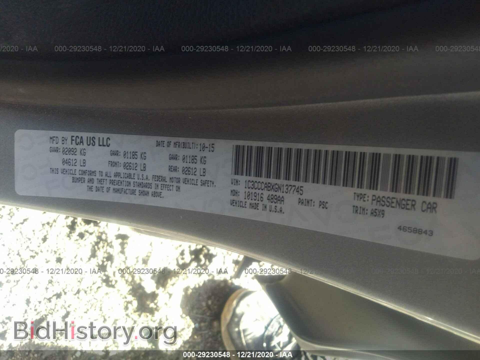 2016 CHRYSLER 200 - VIN: 1C3CCCABXGN137745 - Фото 9