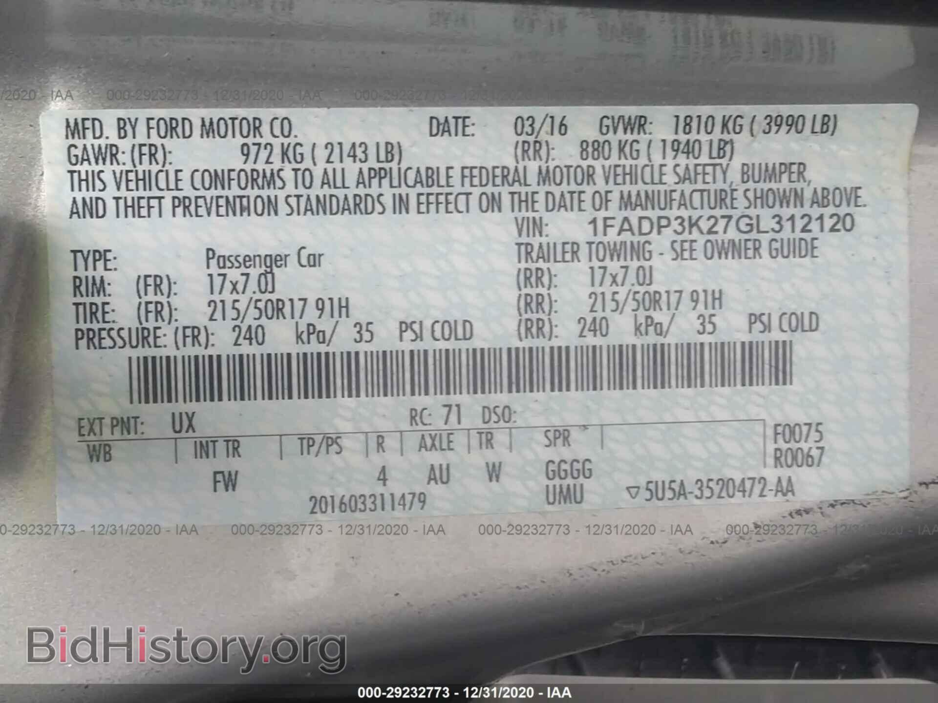2016 FORD FOCUS - VIN: 1FADP3K27GL312120 - Фото 9