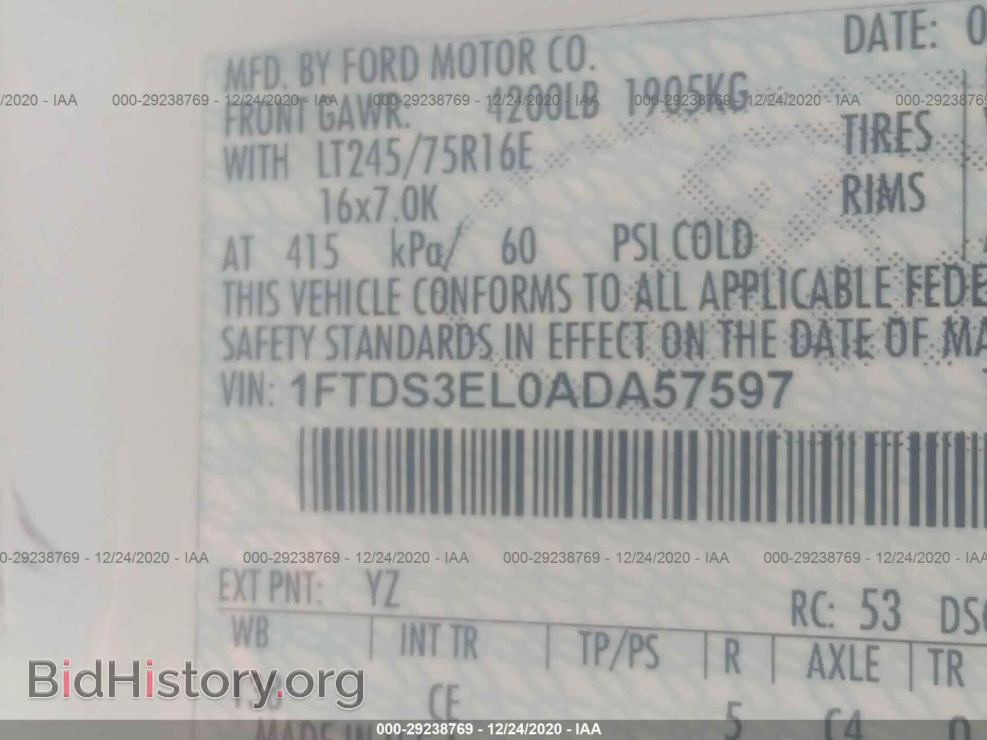2010 FORD ECONOLINE CARGO VAN - VIN: 1FTDS3EL0ADA57597 - Фото 9