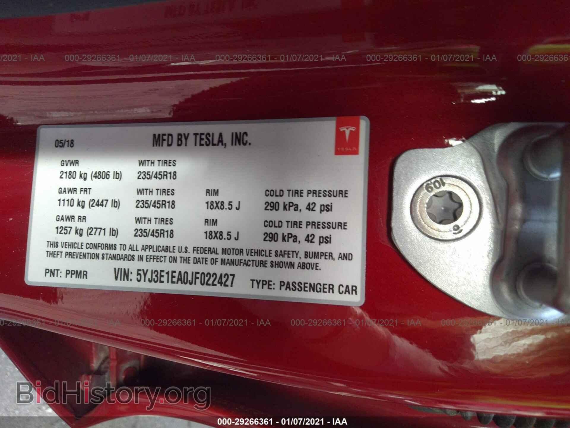 2018 TESLA MODEL 3 - VIN: 5YJ3E1EA0JF022427 - Photo 9
