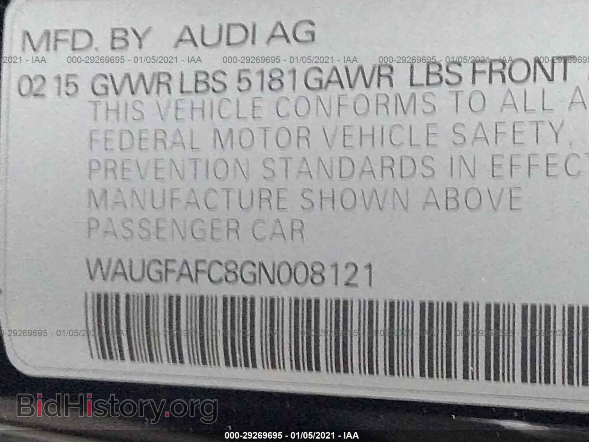 2016 AUDI A6 - VIN: WAUGFAFC8GN008121 - Фото 9