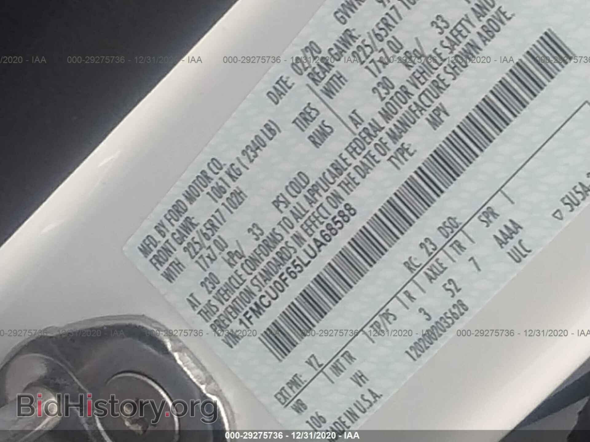 2020 FORD ESCAPE - VIN: 1FMCU0F65LUA68588 - Photo 9