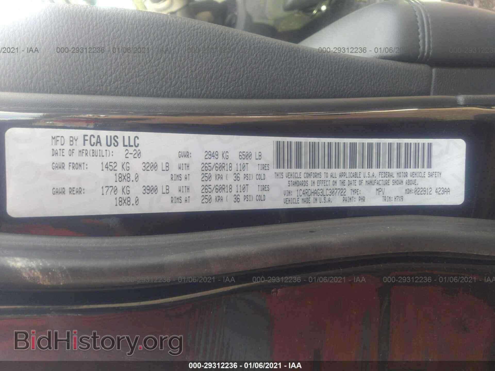 2020 DODGE DURANGO - VIN: 1C4RDHAG3LC307722 - Фото 9
