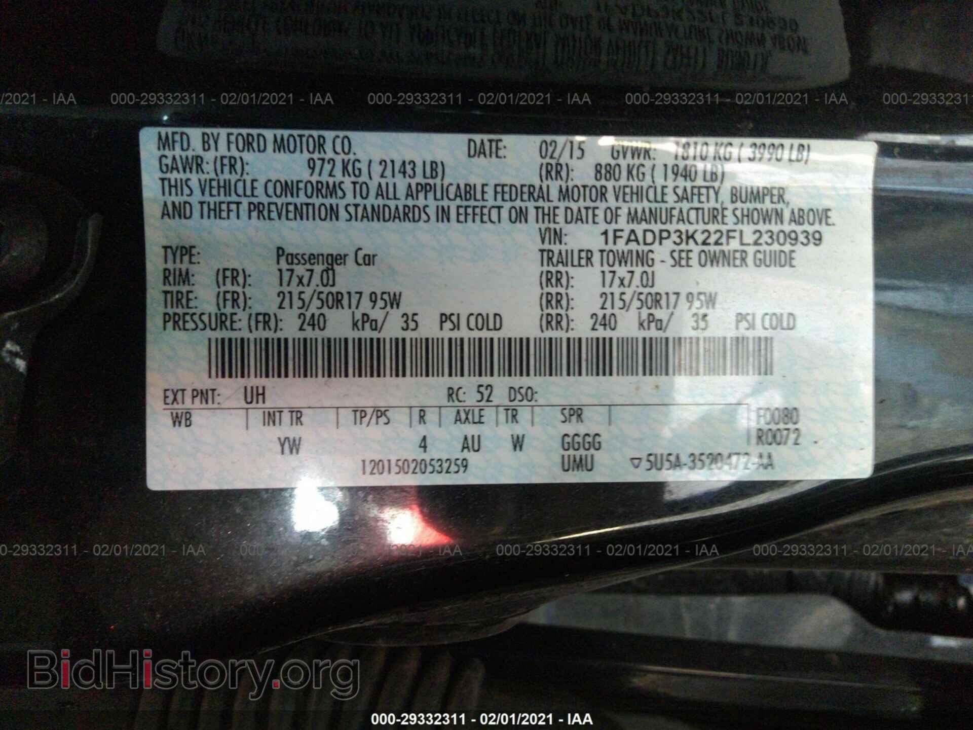 2015 FORD FOCUS - VIN: 1FADP3K22FL230939 - Фото 9